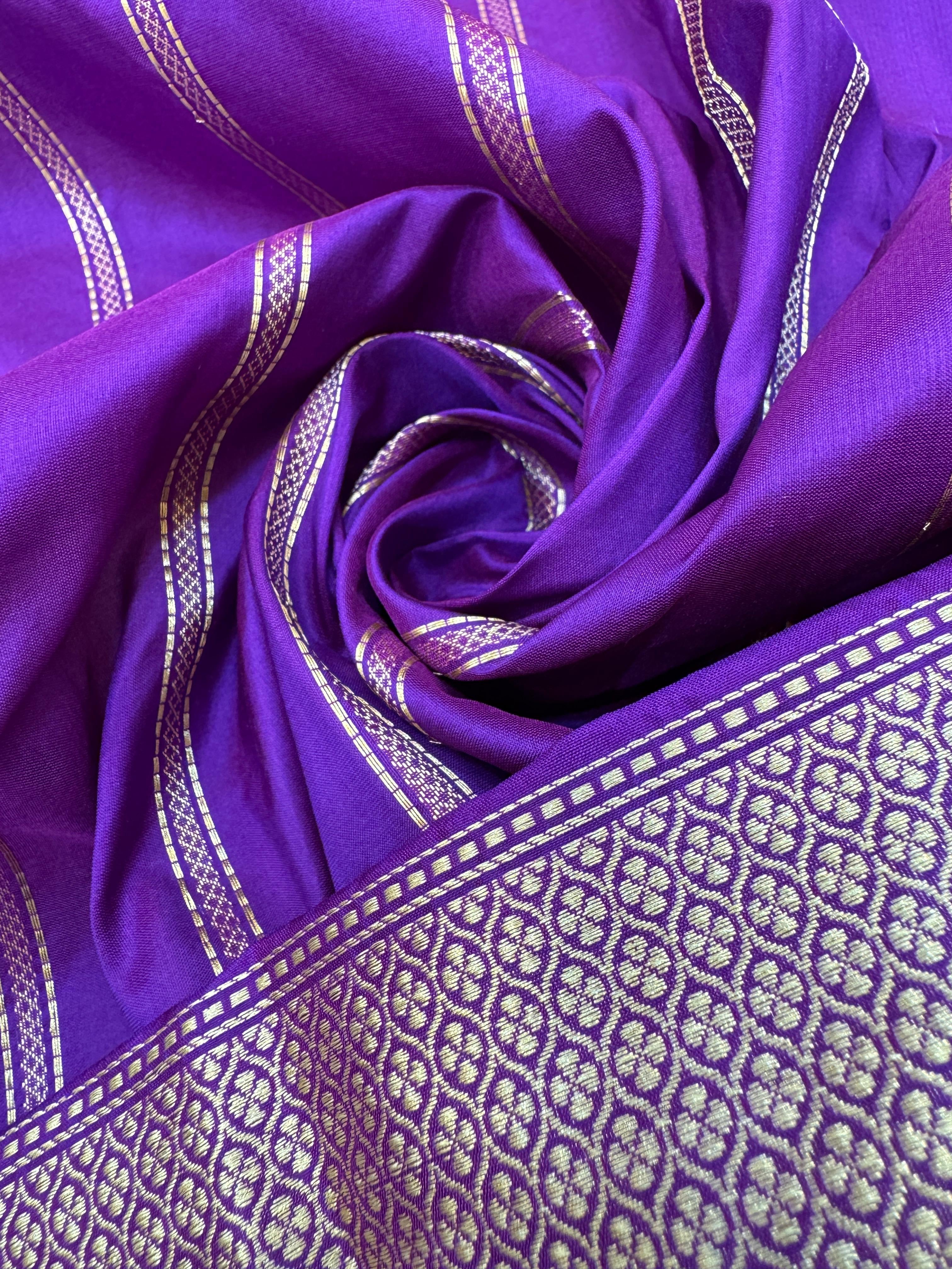 Purple Katan Silk Designer Skirt Sarees