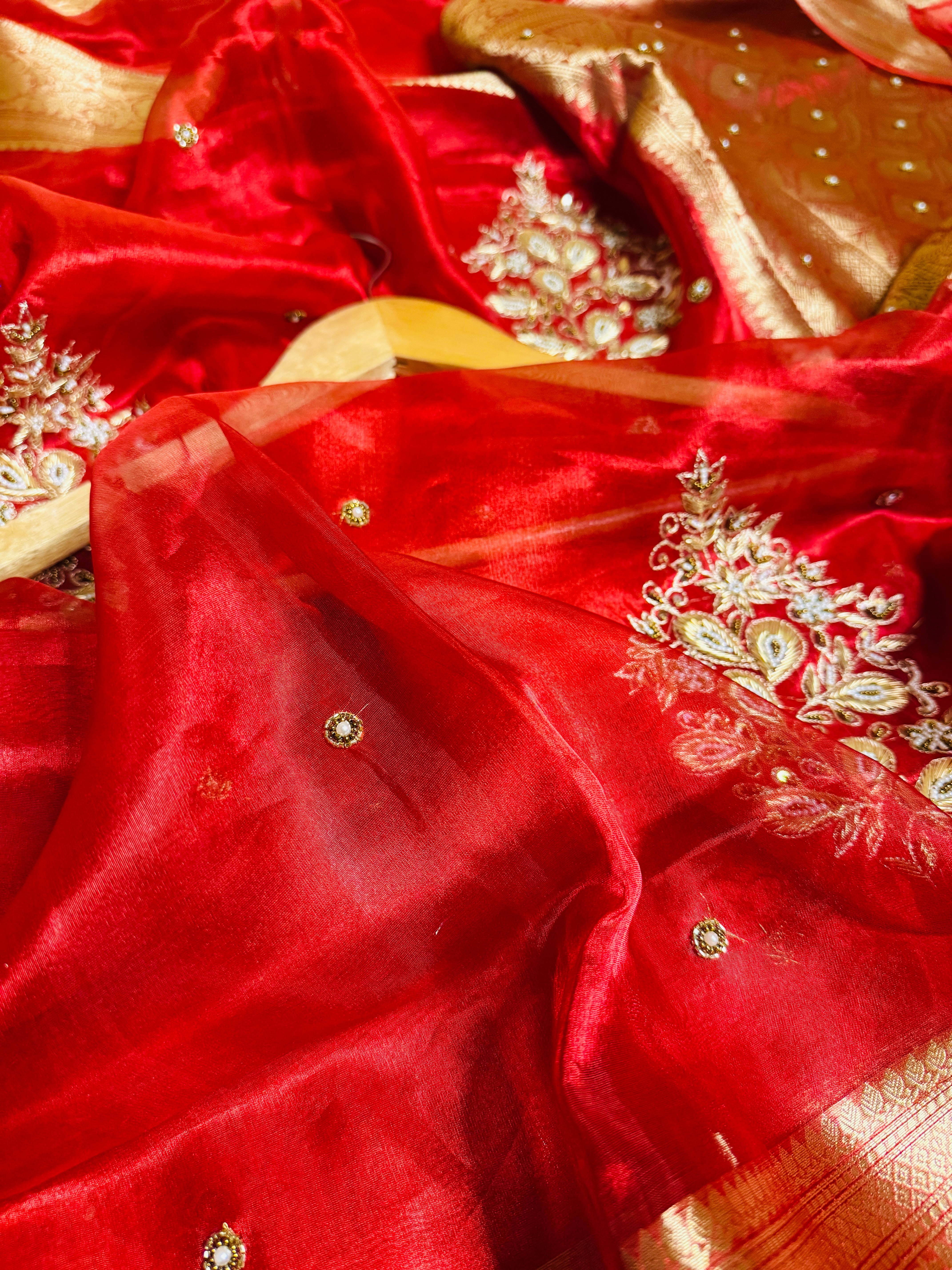 Pure Banarasi Tissue Silk Hand Embroidery Saree