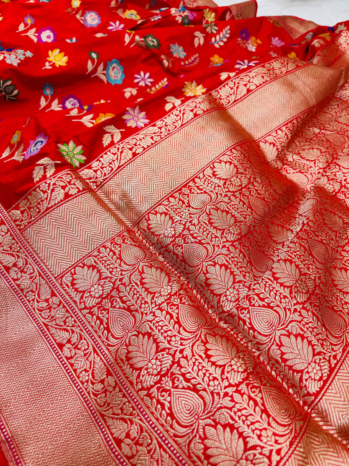 Katan Silk Multi Mina Buti Jaal Saree