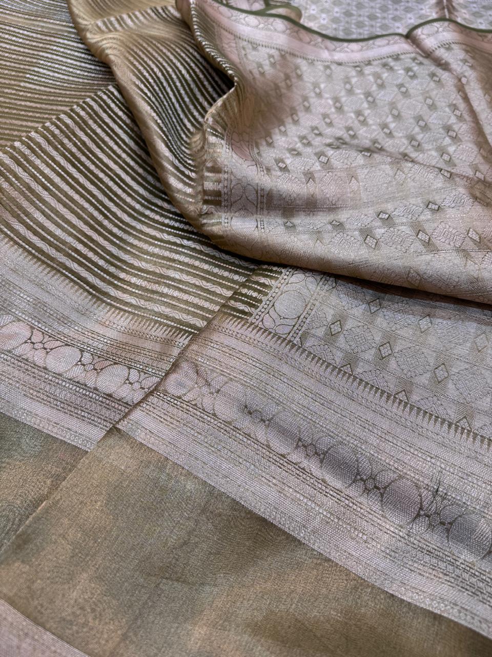 Pure Banarasi Tissue Silk Stripe Saree