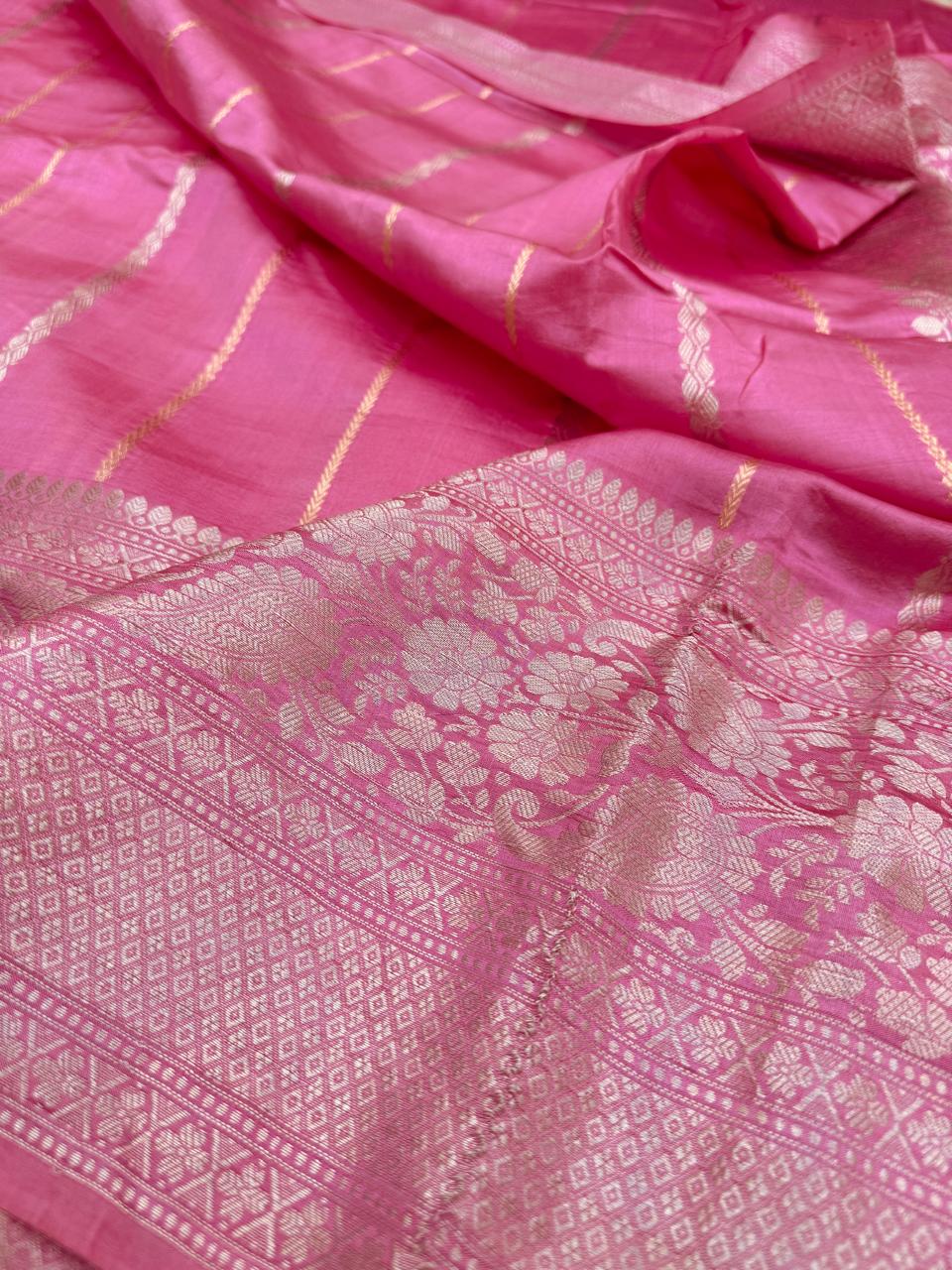 Pure Banarasi Dupion Silk Stripe Saree