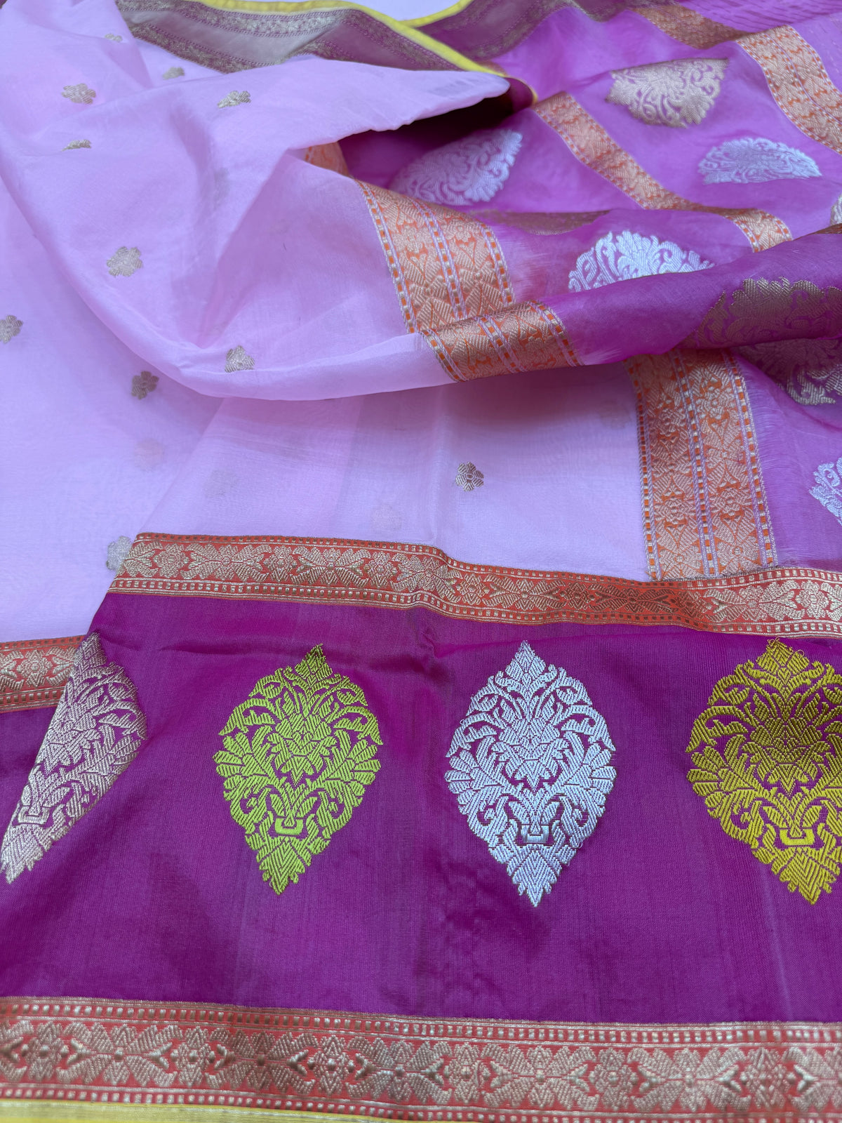 Kora Buti Skirt Border Saree