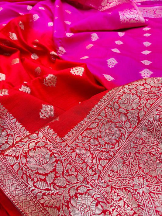 Pure Banarasi Chiniya Silk Half n Half buta saree