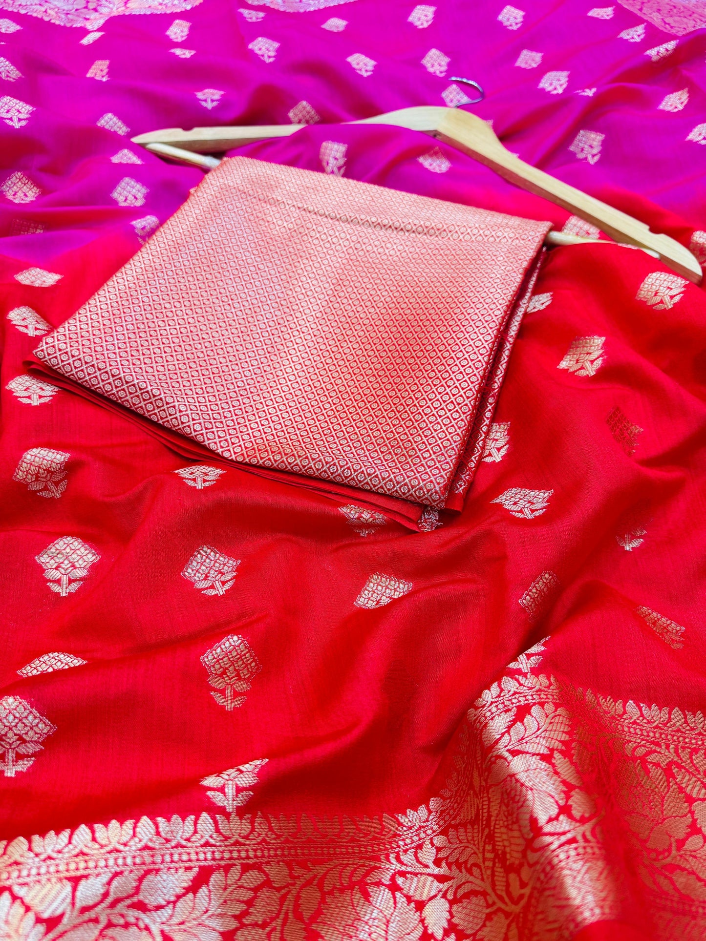 Pure Banarasi Chiniya Silk Half n Half buta saree