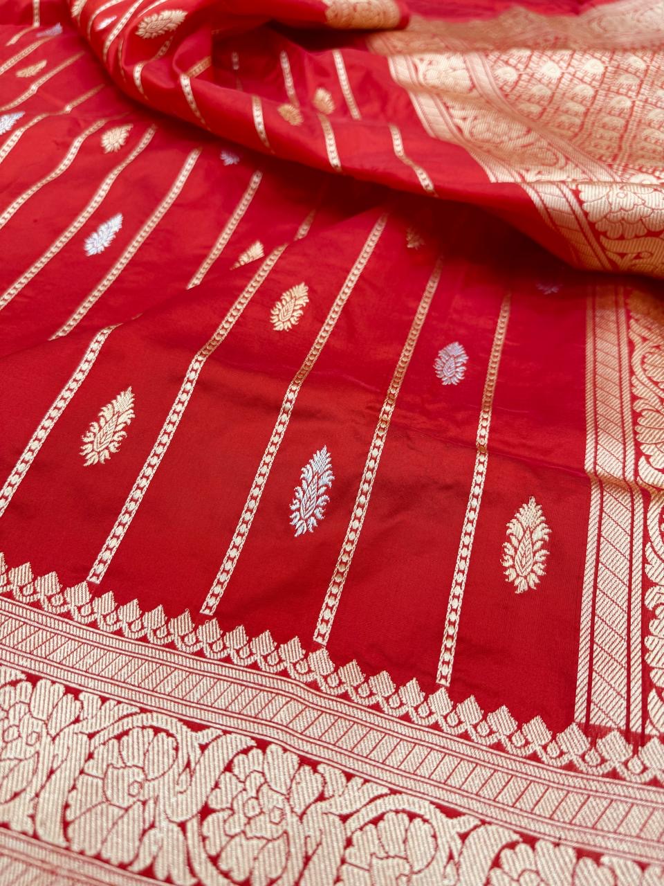 Pure Banarasi Katan Silk Strips Saree