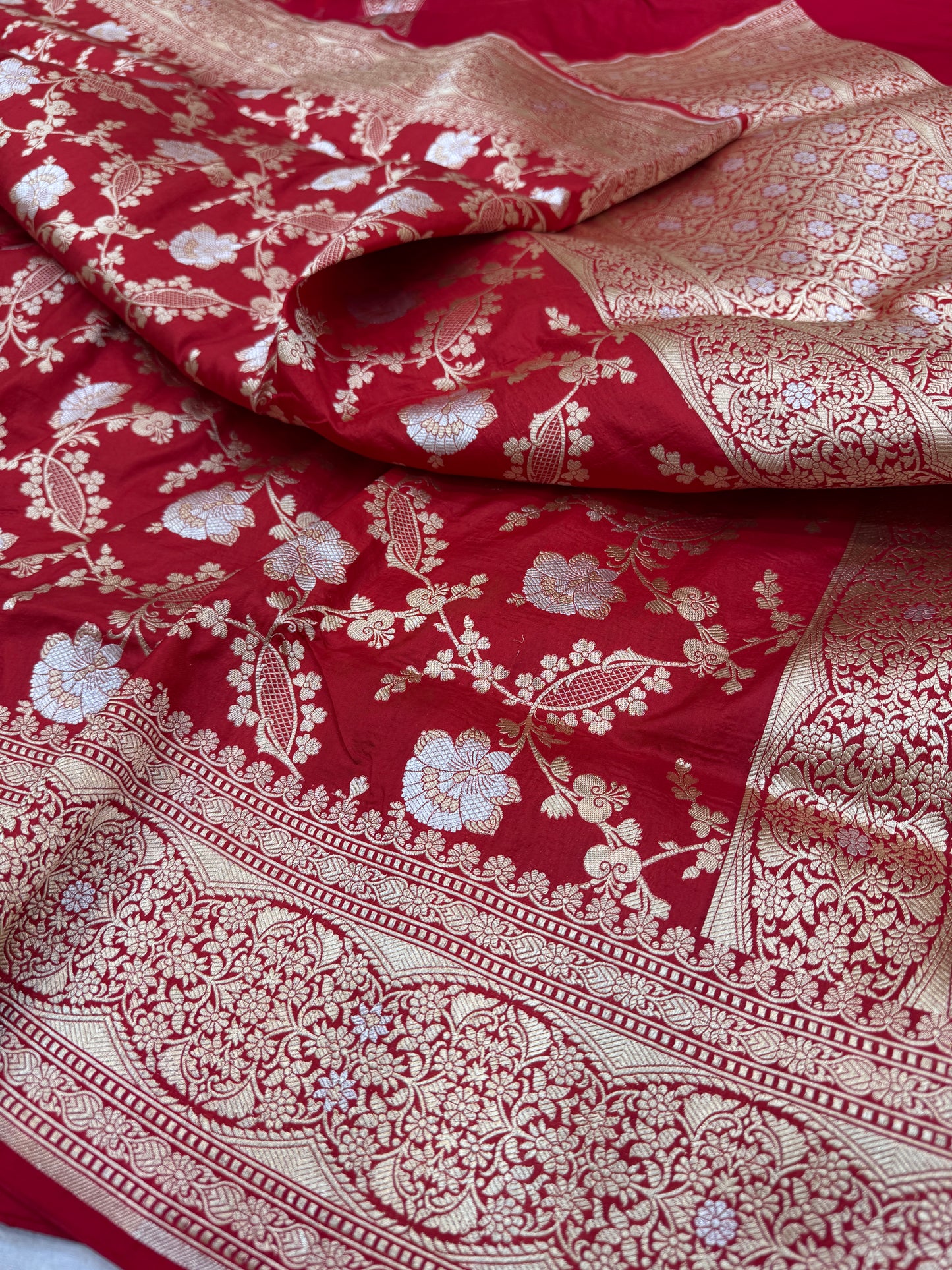 Pure Banarasi Katan Silk Jaal Saree