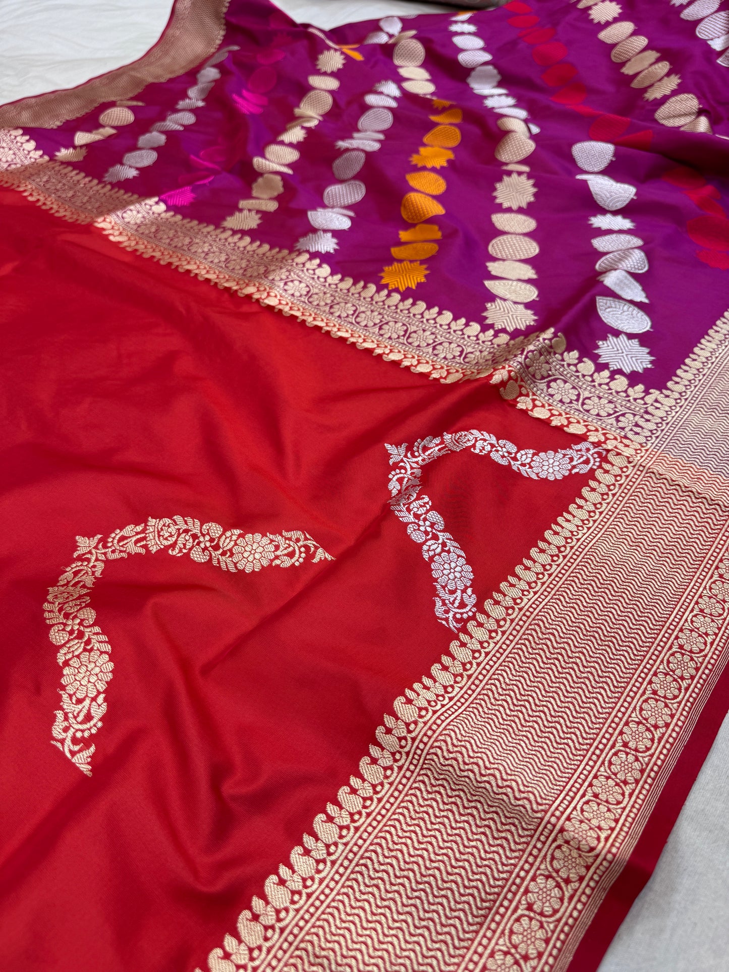 Pure Banarasi Katan Silk Half and Half Saree