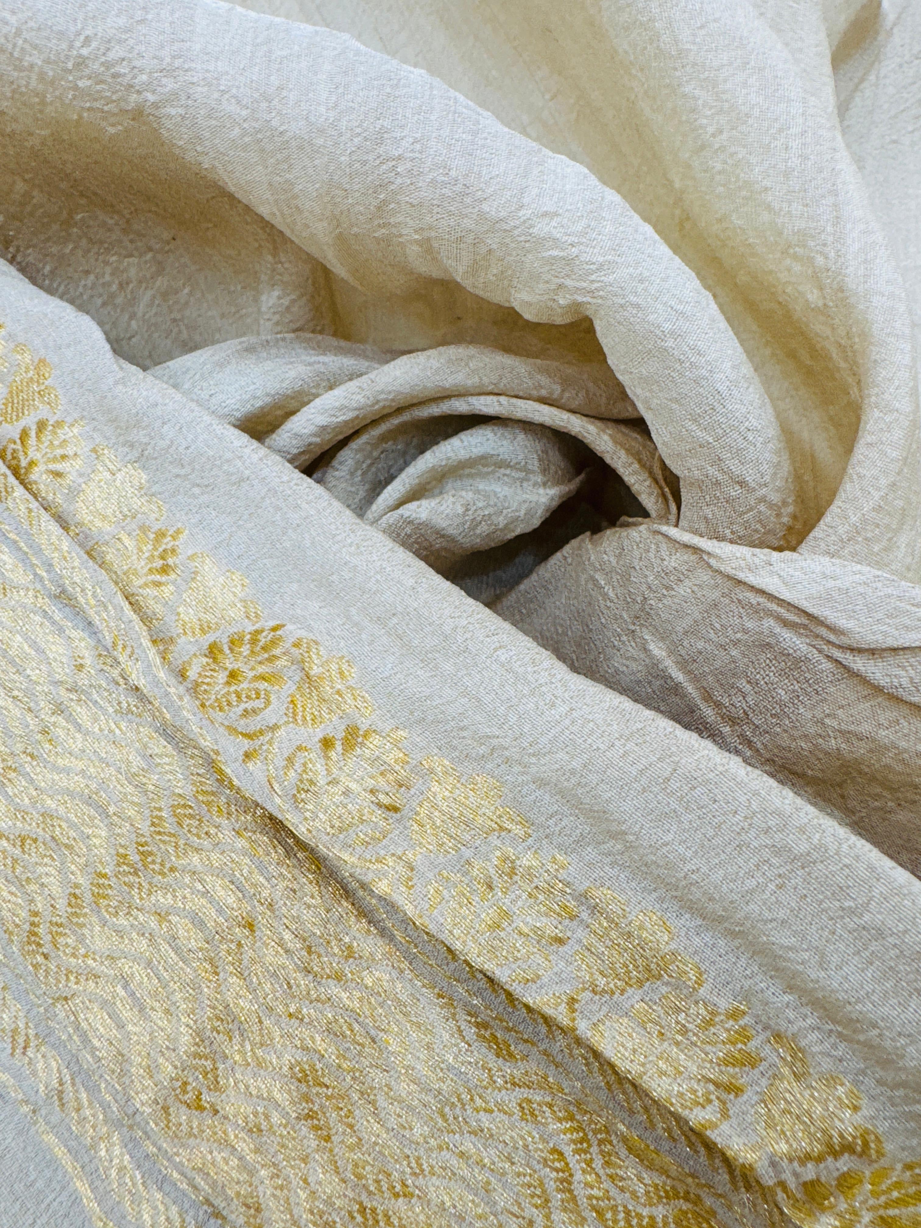 Handwoven Tusser Georgette Multicolor Mina Jaal Saree