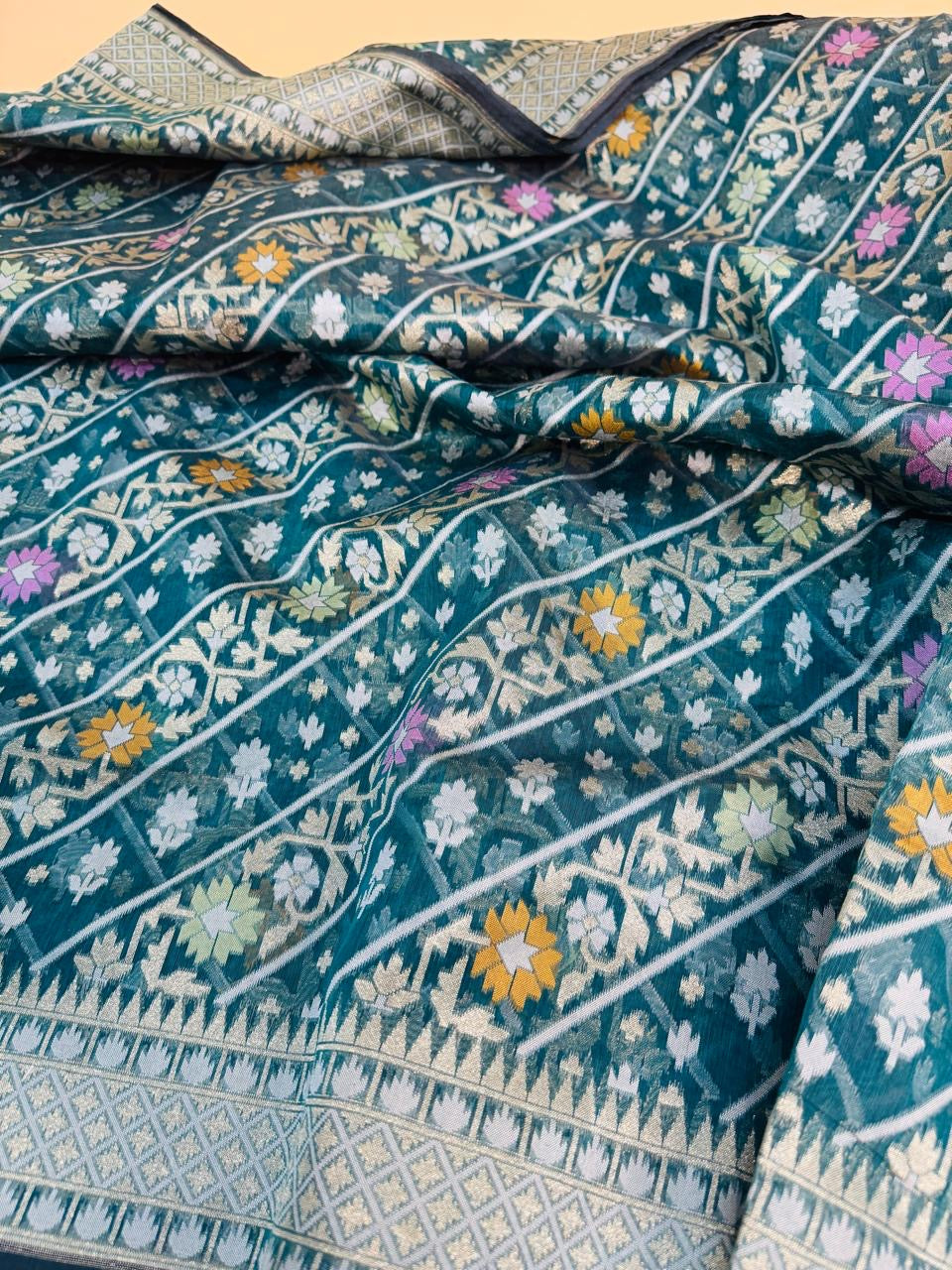Art Silk Cotton Jamdani Saree
