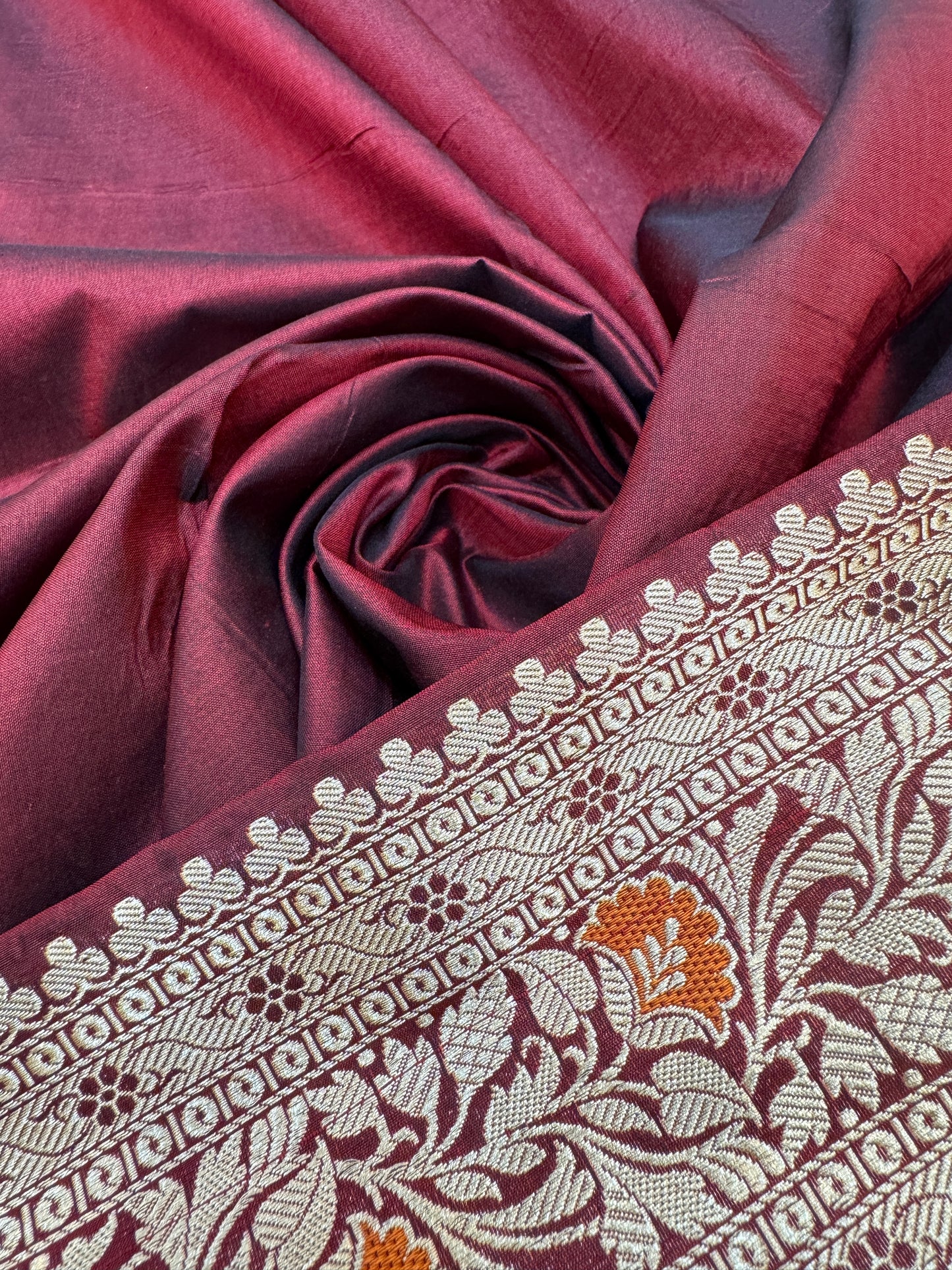 Pure Banarasi Katan Silk Meena Jaal Saree