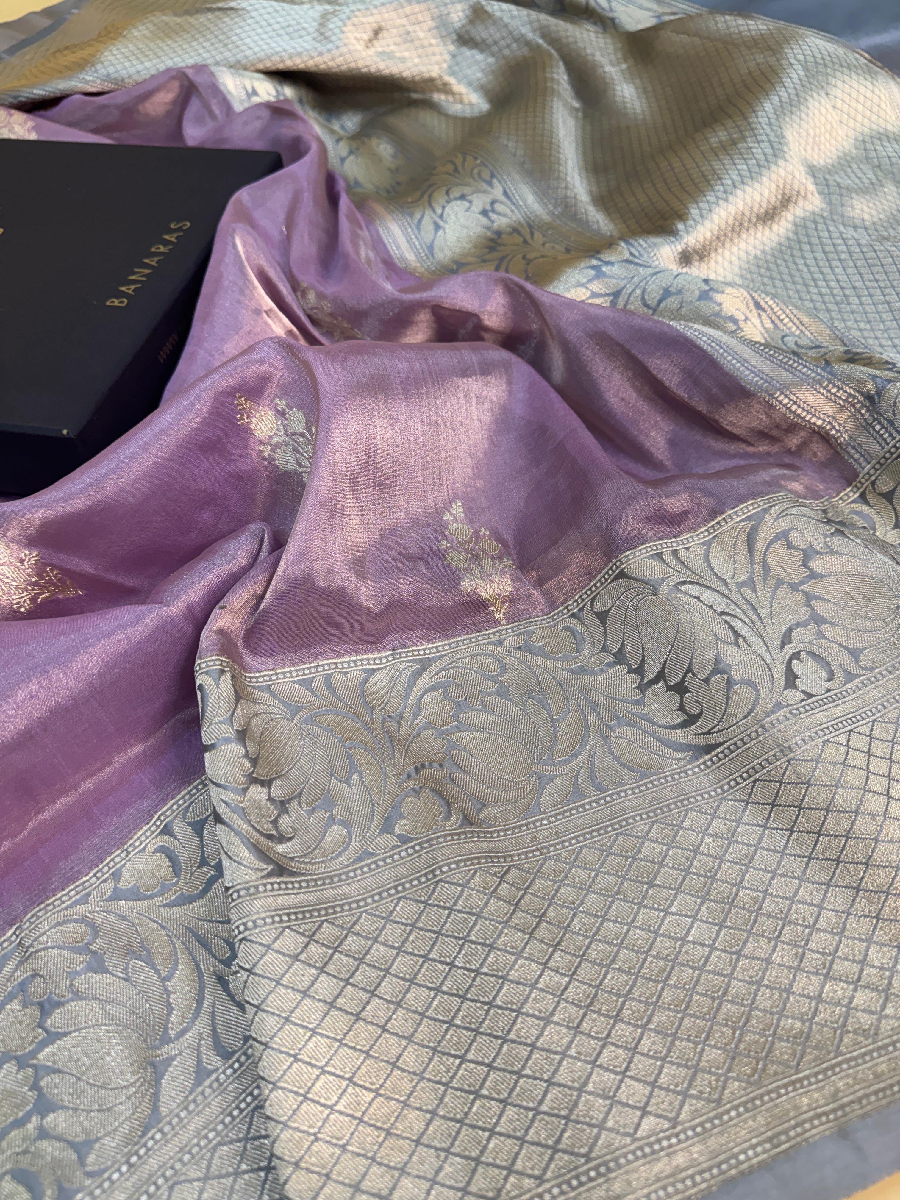 Lavender Tissue Silk Contrast Saree