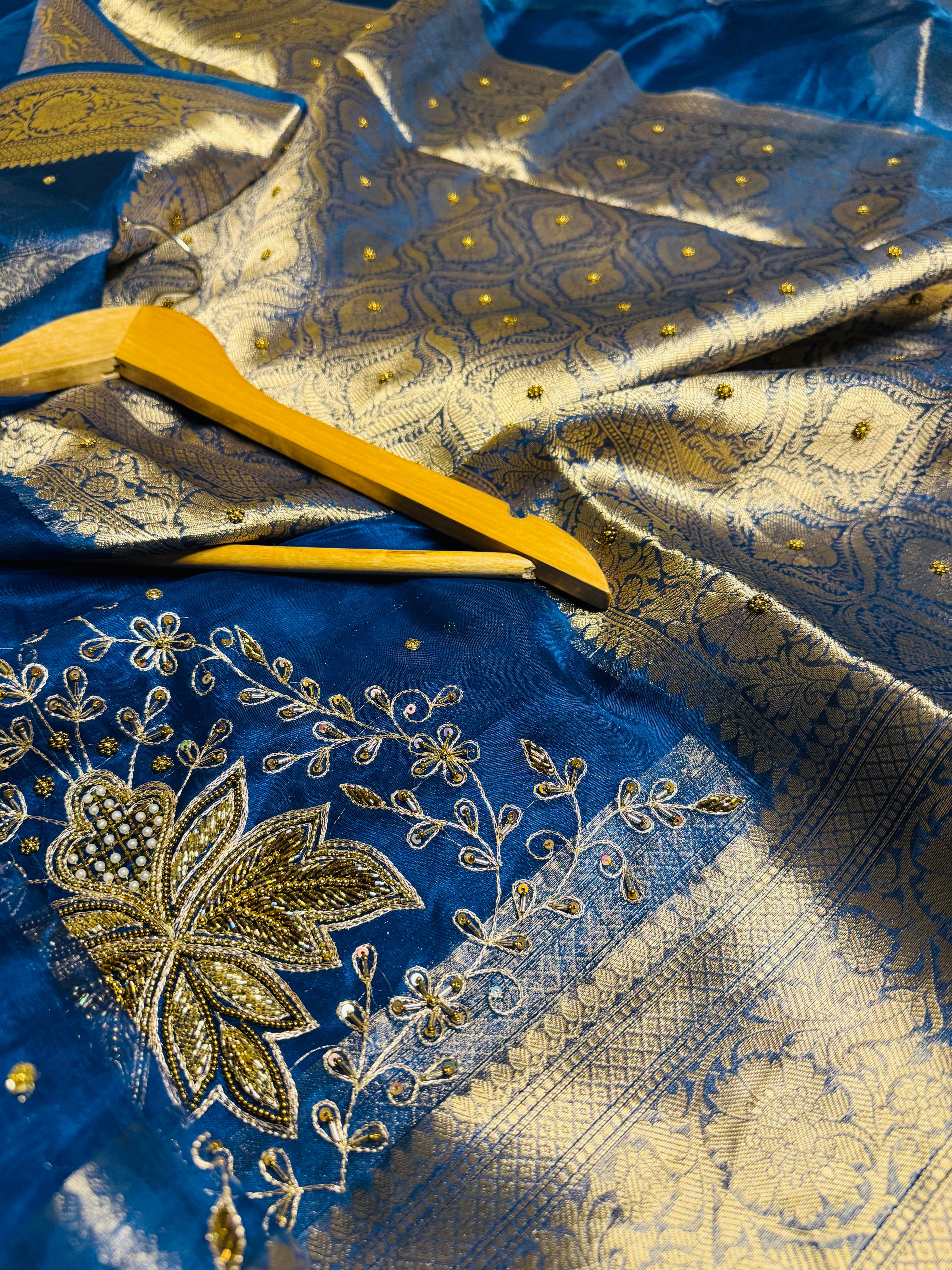Pure Banarasi Tissue Silk Hand Embroidery Saree