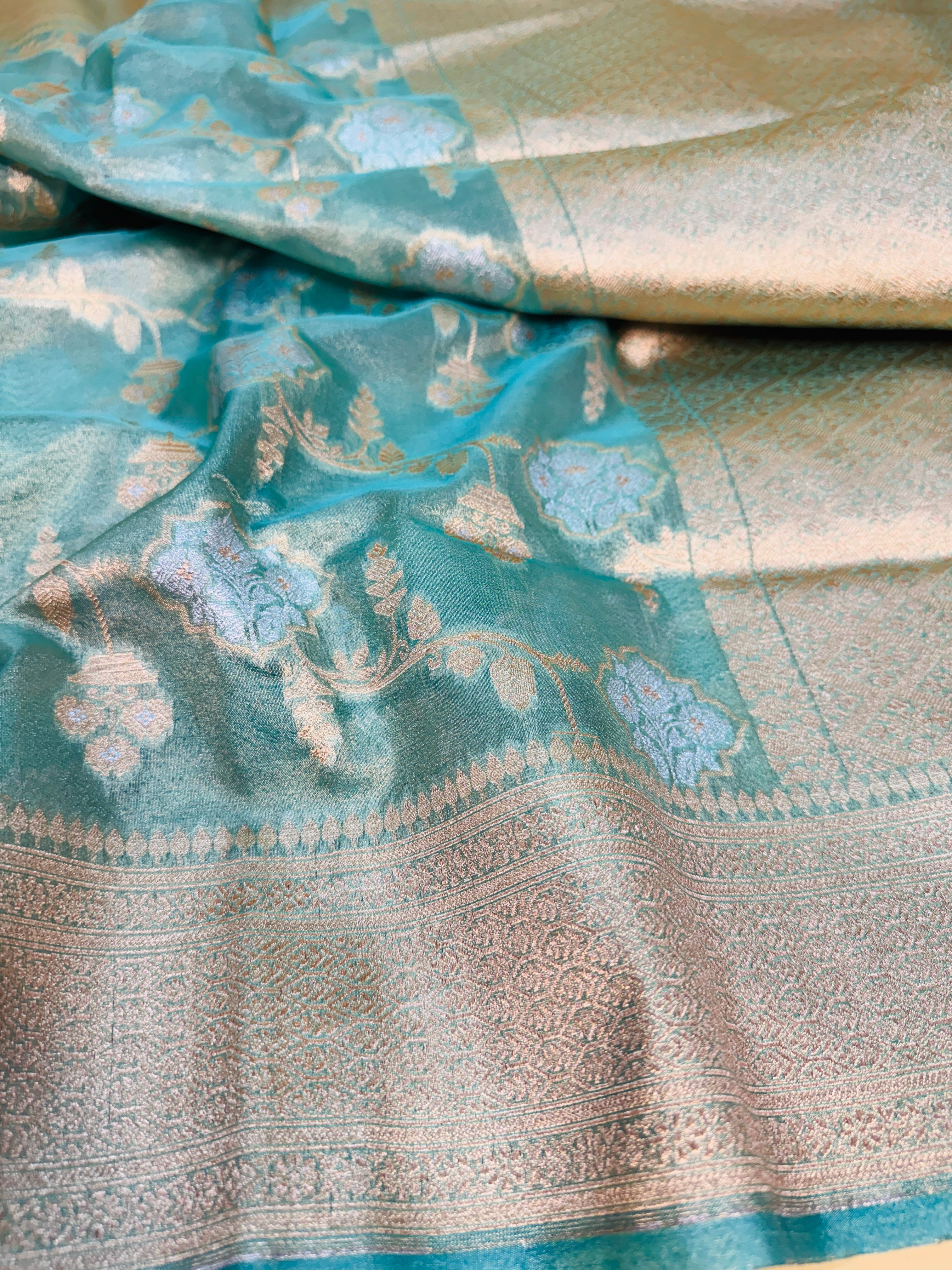 Art Silk Tissue Jaal Saree
