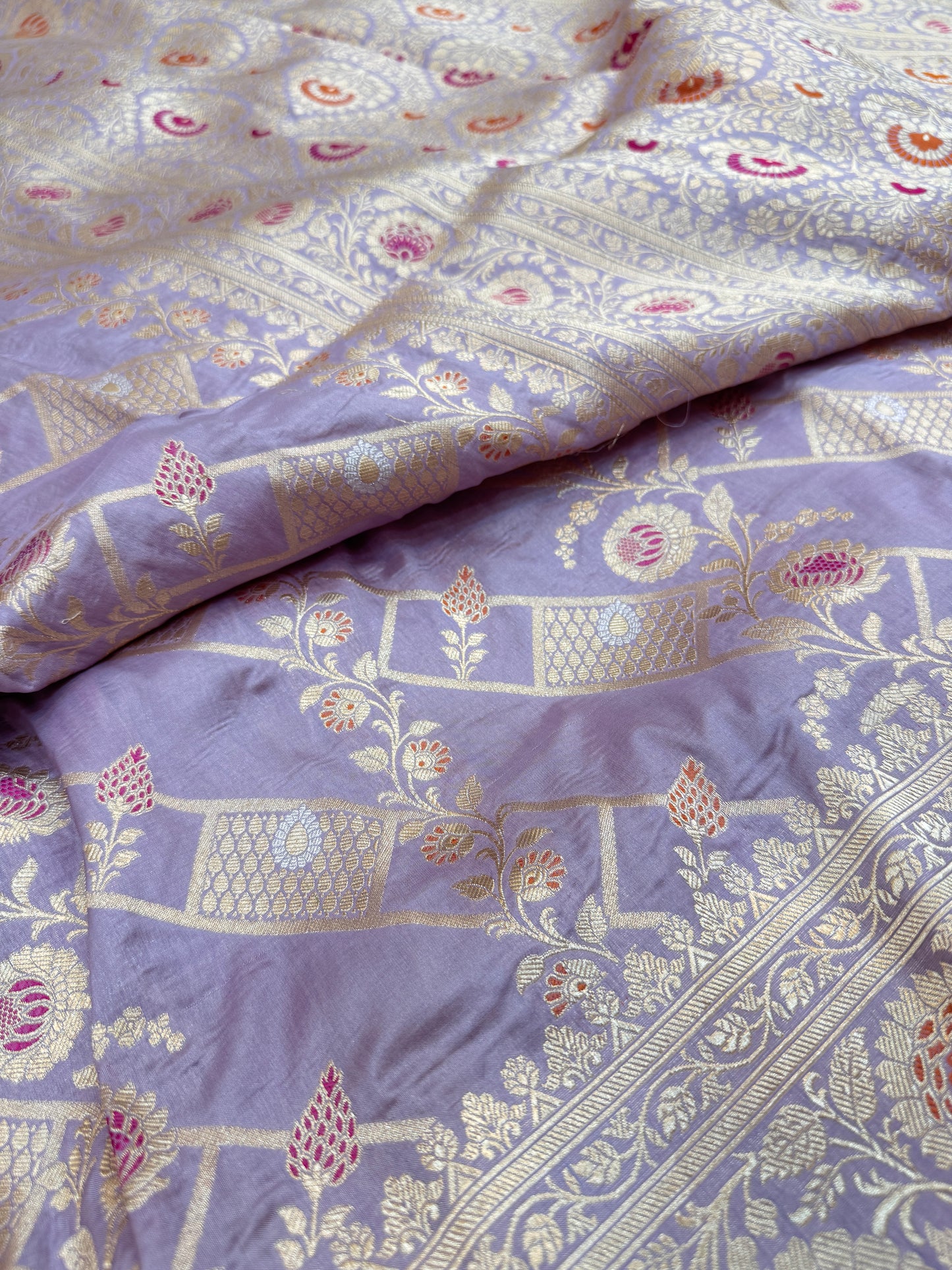 Pure Banarasi Katan Silk Alfi Meena Jaal Saree