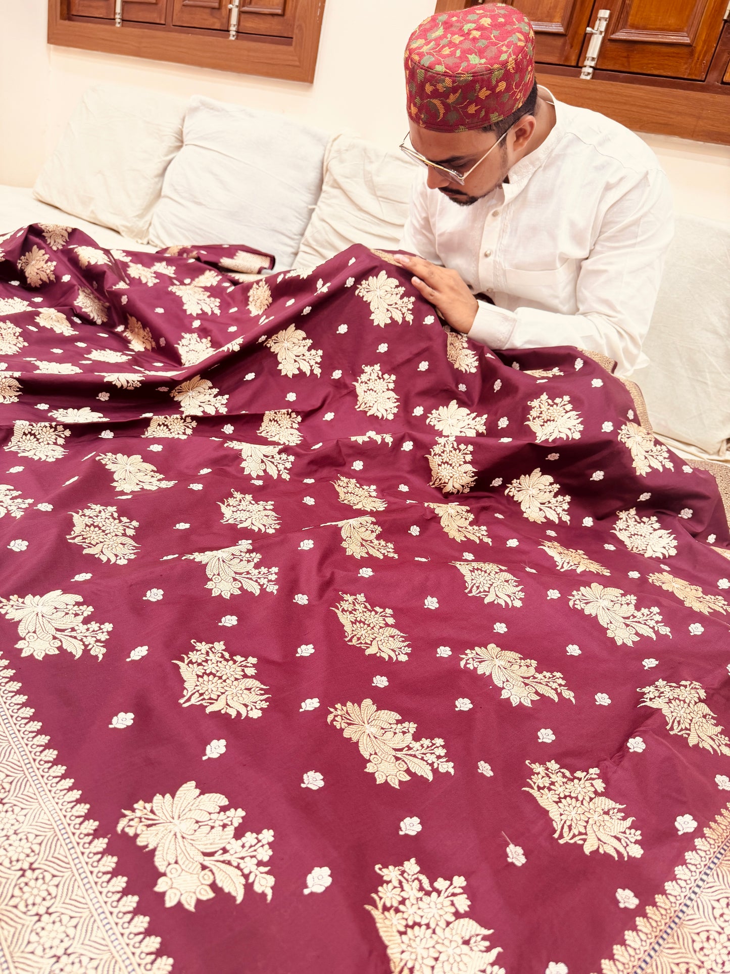 Pure Banarasi Katan Silk Sona Mina Buta Saree