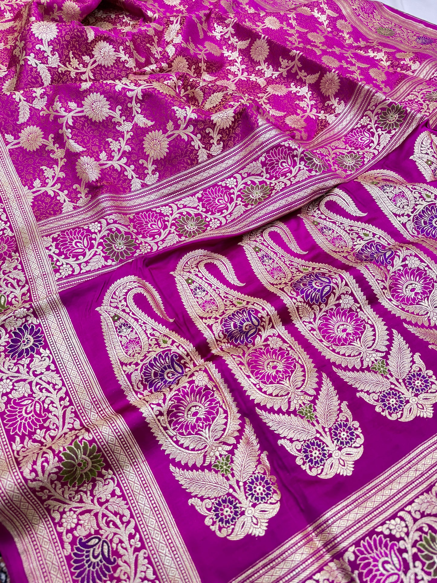 Pure Banarasi Satin Zari Waskat Jaal Saree
