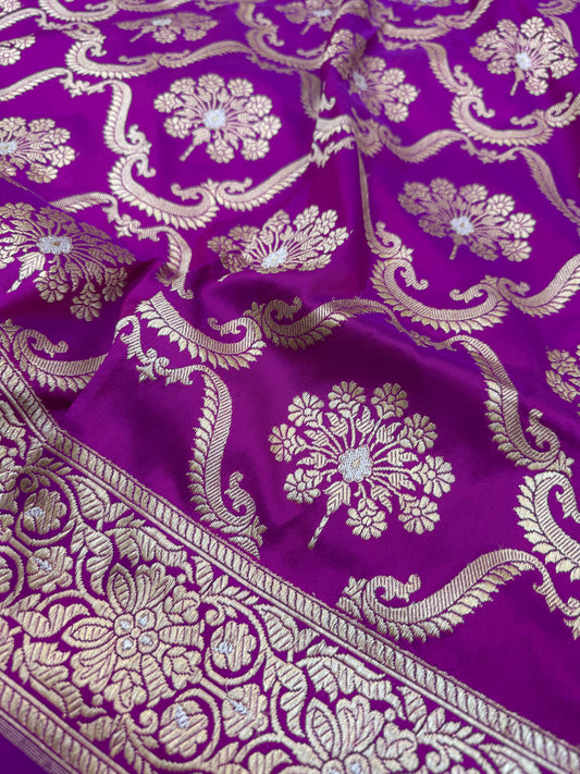 Pure Banarasi Katan Silk Jaal Sarees