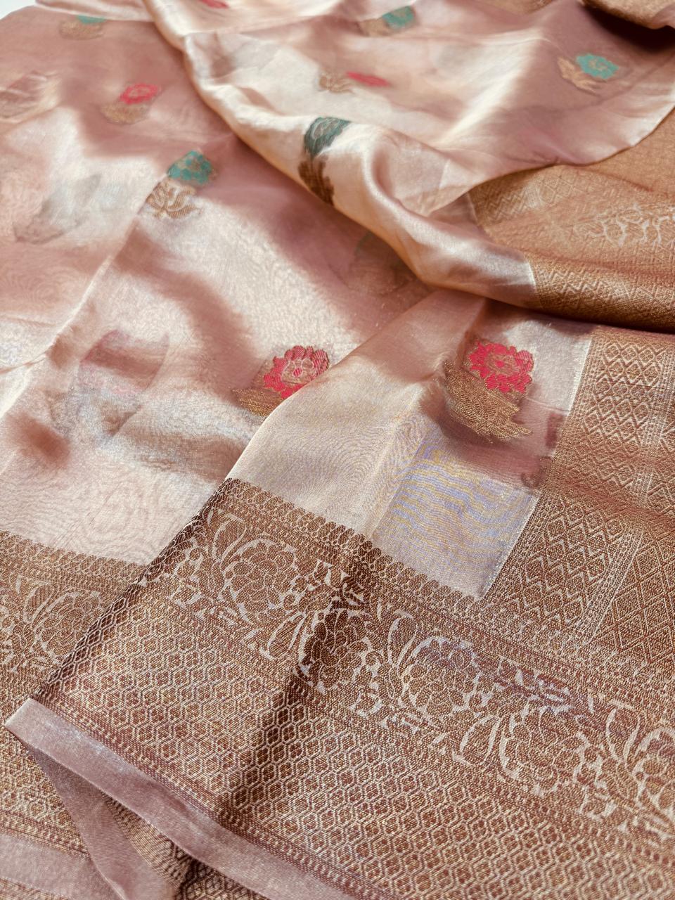 Pure Banarasi Tissue Silk Mina Buti Saree