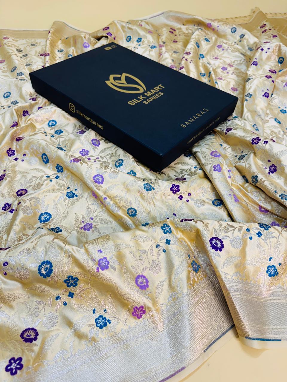 Art Silk Mashru Mina Jaal Saree