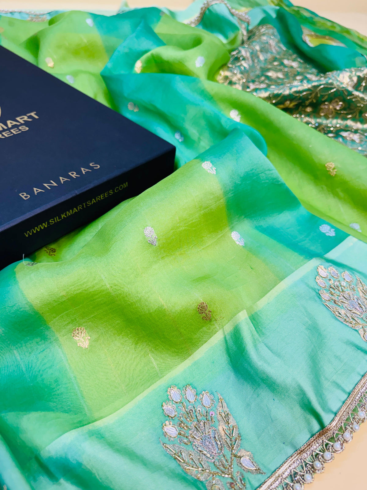 Kora Organza Hand Embroidery Saree