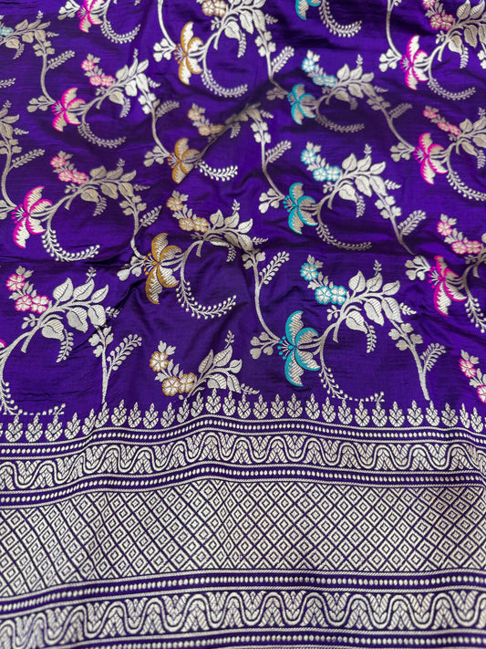 Pure Banarasi Katan Silk Mina Jaal Saree