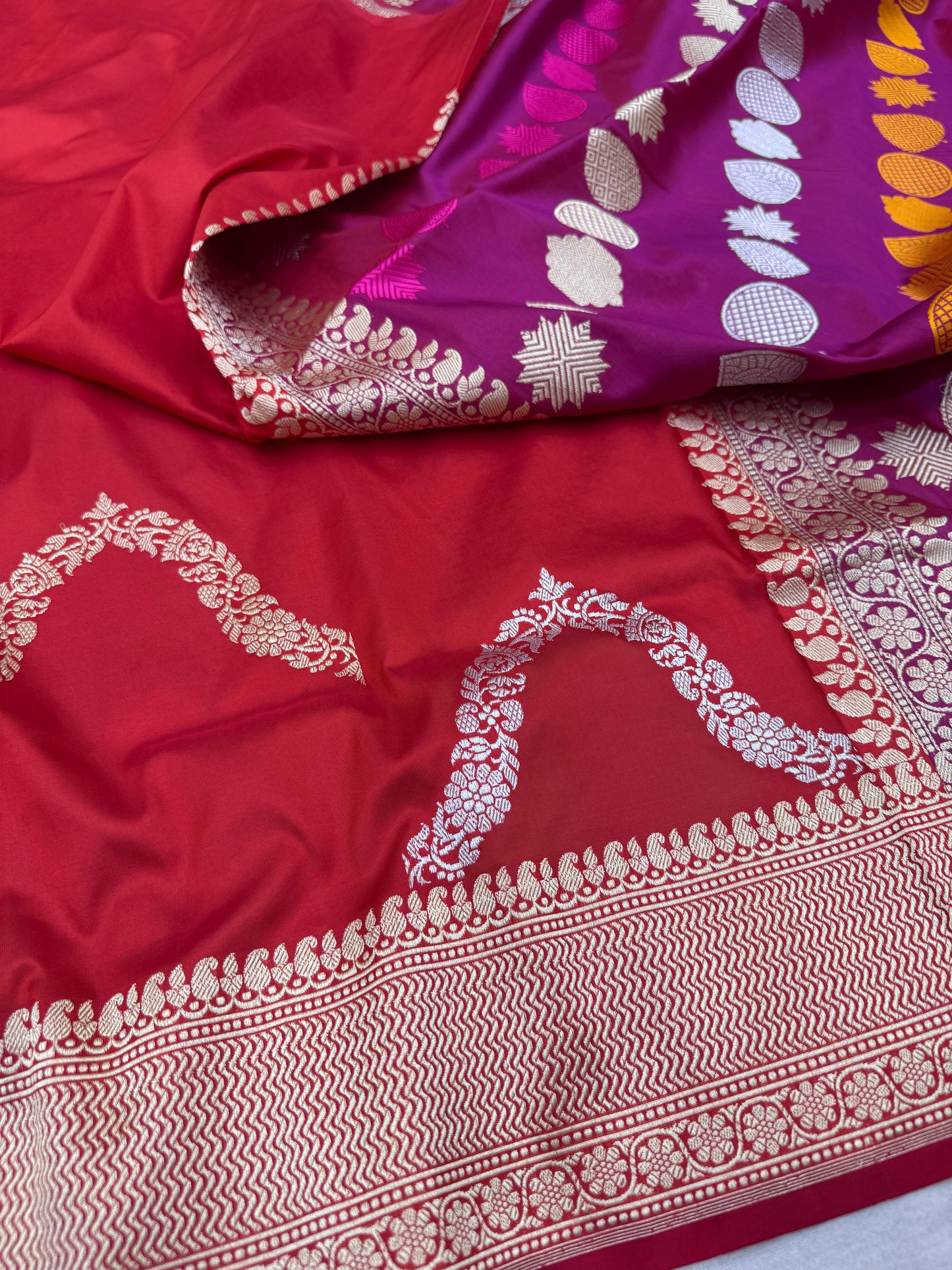 Pure Banarasi Katan Silk Half and Half Saree