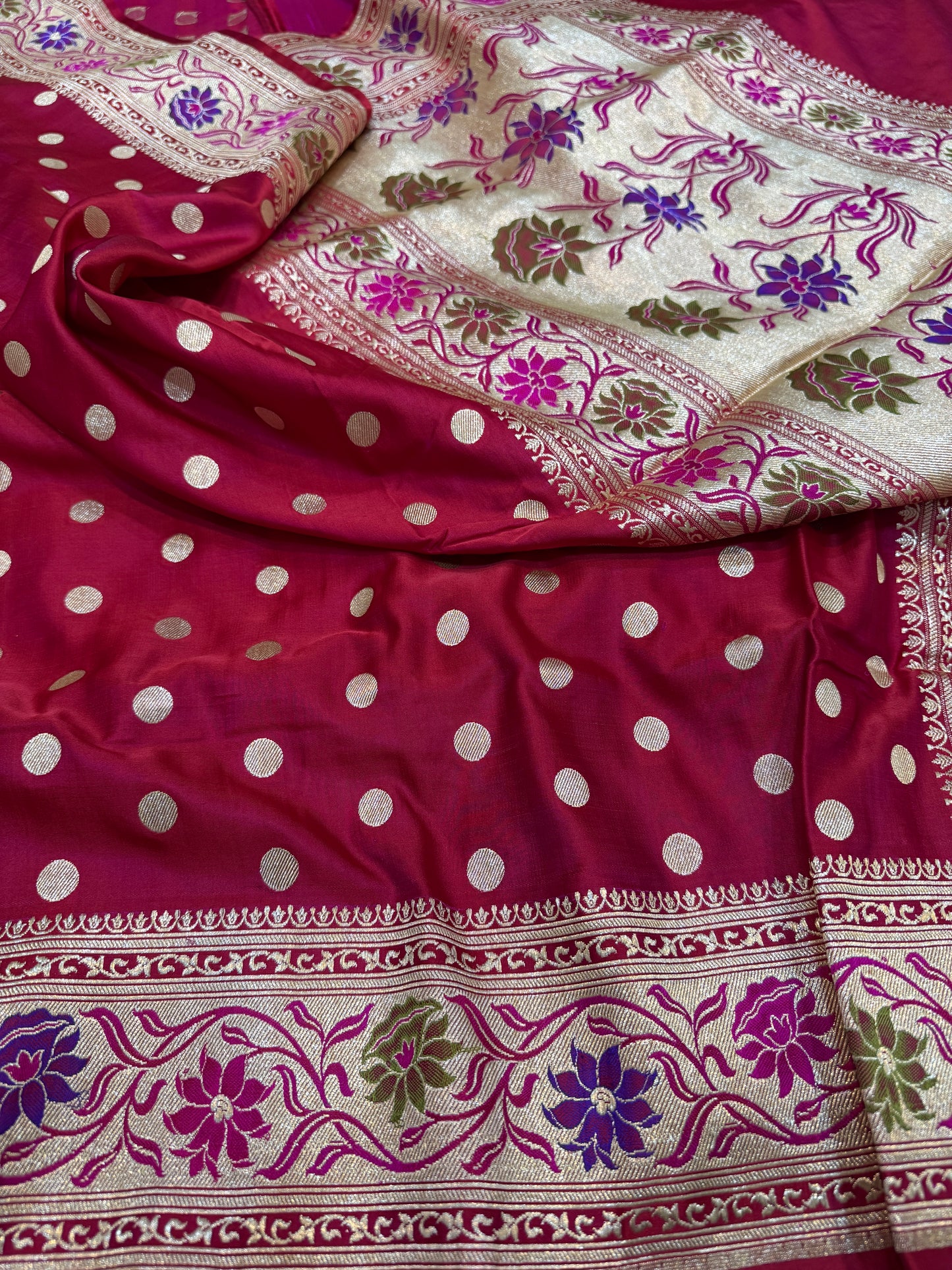 Pure Banarasi Satin Silk Dollar Buti Paithani Saree