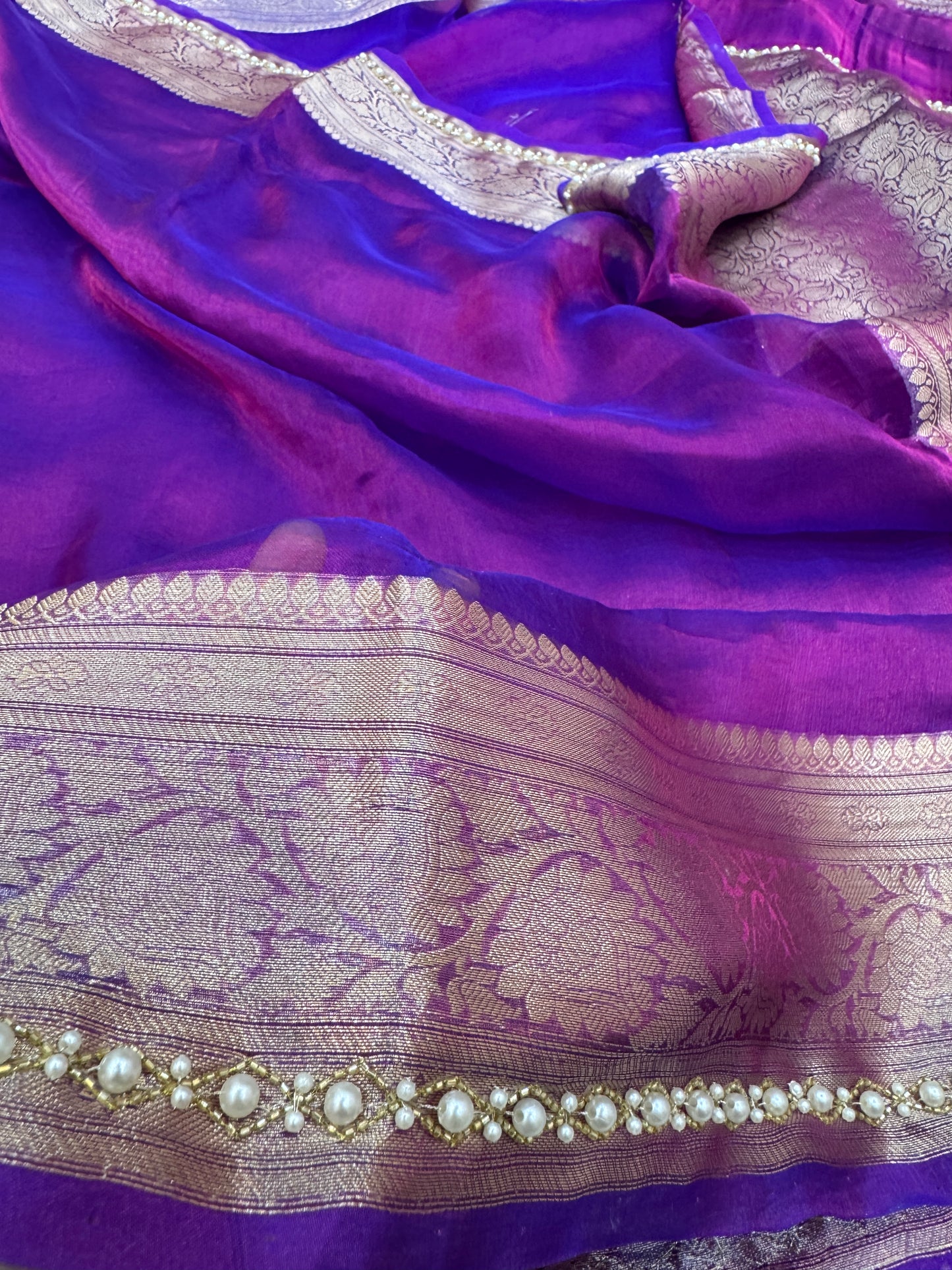 Pure Banarasi Tissue Silk Hand Embroidery Saree