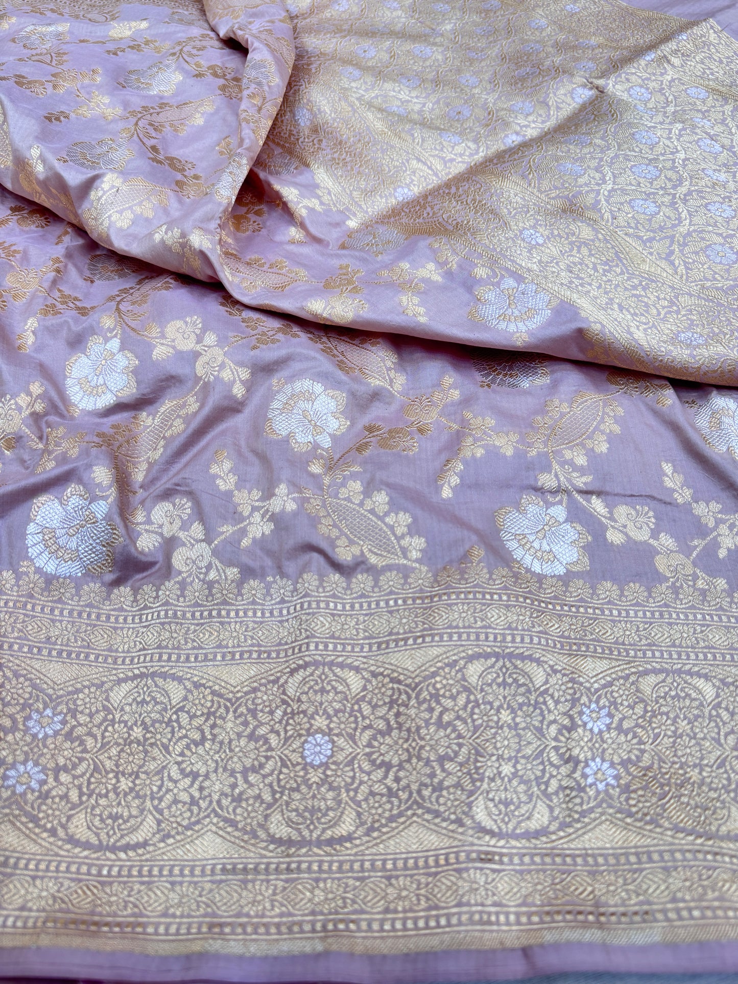 Pure Banarasi Katan Silk Sona Mina Jaal Saree