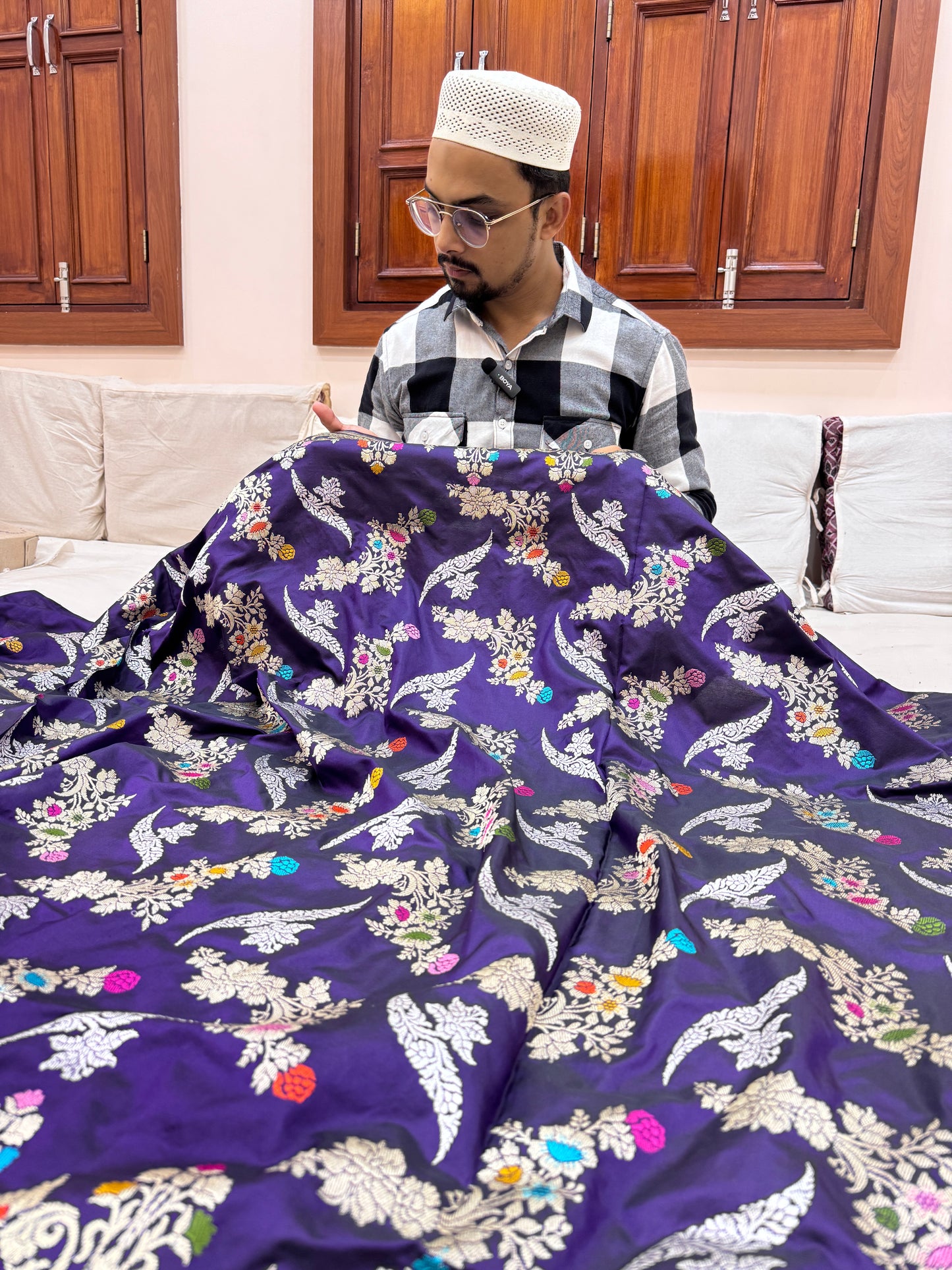 Pure Banarasi Katan Silk Jaal Saree