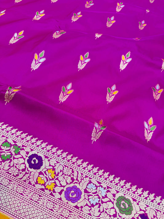 Pure Banarasi Katan Silk Kadhwa Mina Buti Saree