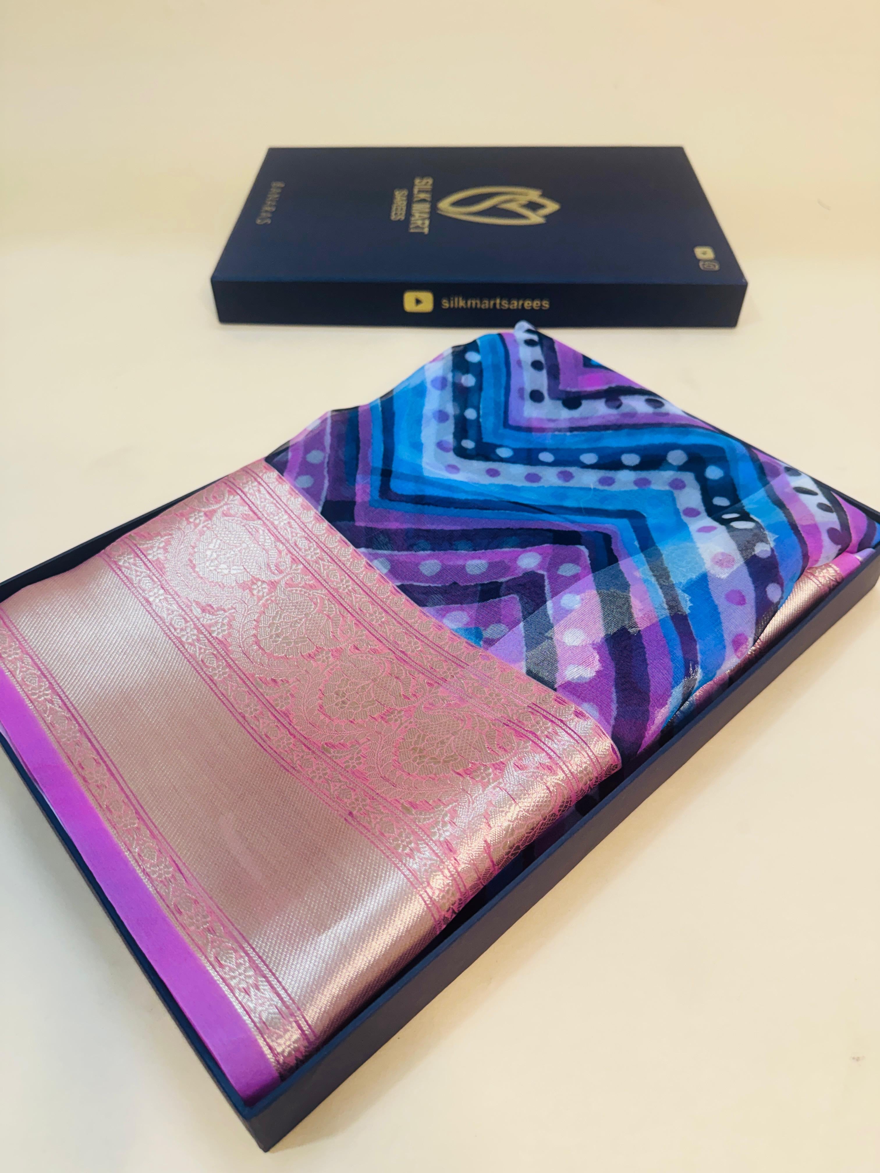 Art Silk Kora Digital Print Saree