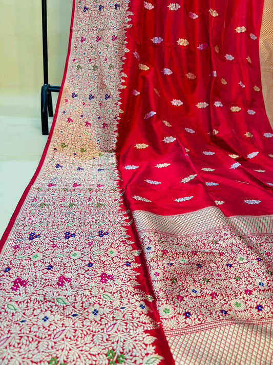Pure Banarasi Katan Silk Kaduwa Buta With Skirt Jaal Saree
