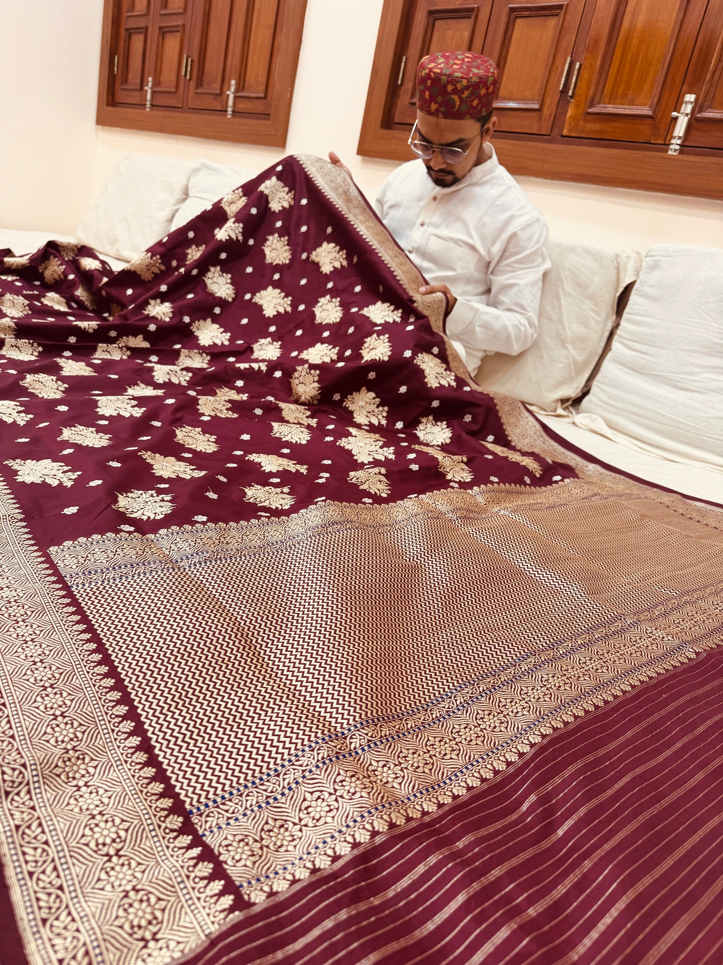 Pure Banarasi Katan Silk Sona Mina Buta Saree