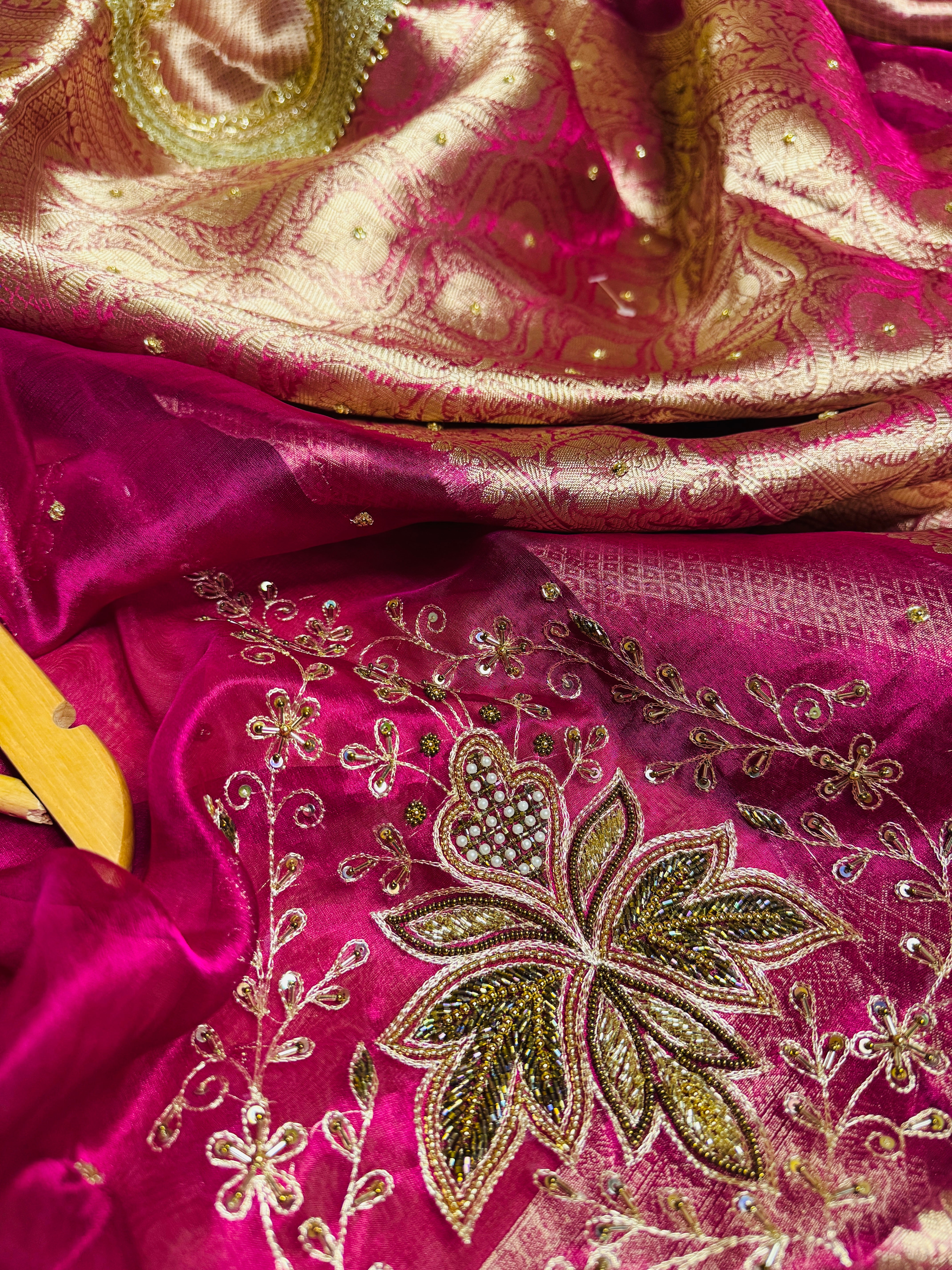 Pure Banarasi Tissue Silk Hand Embroidery Saree