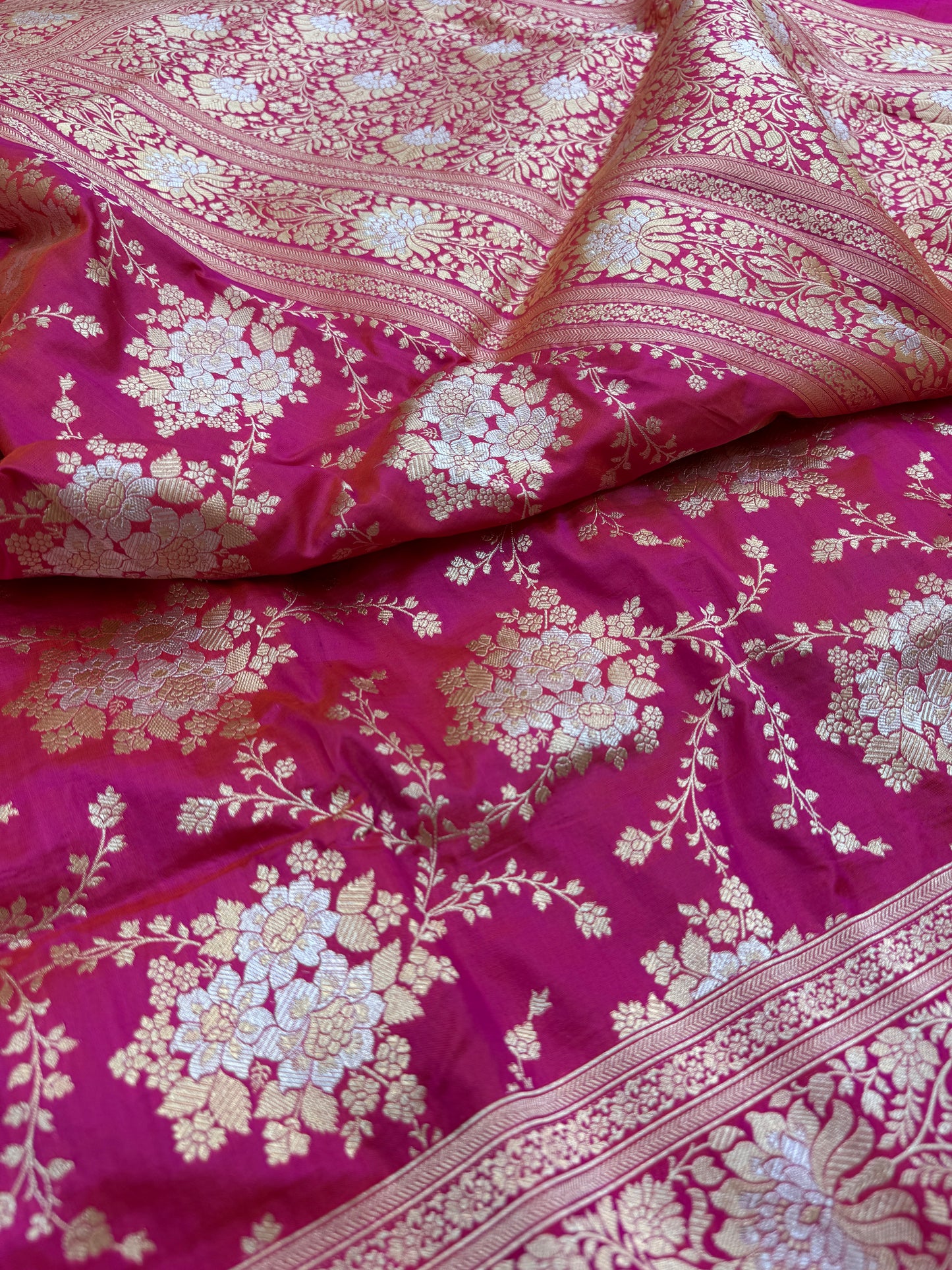 Pure Banarasi Katan Silk Sona Mina Jaal Saree