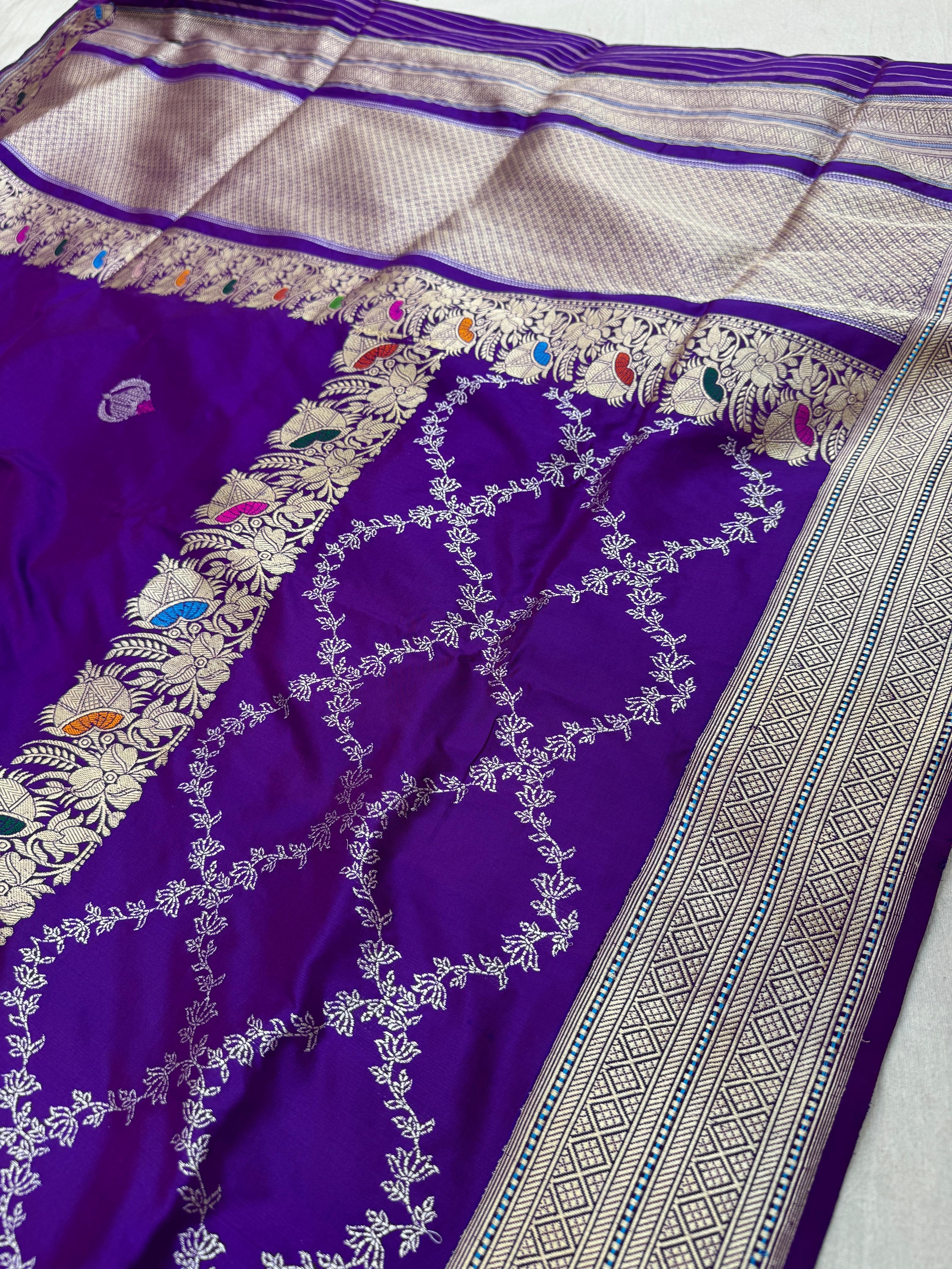 Purple Katan Silk Designer Skirt Sarees