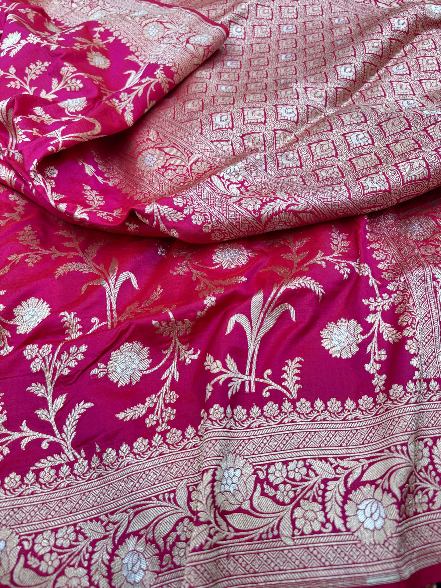 Pure Banarasi Katan Silk Jaal Saree