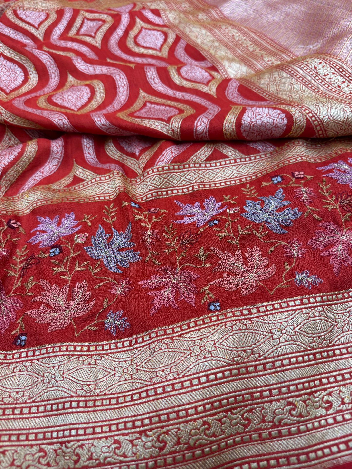 Pure Banarasi Tasar Silk Jaal Saree