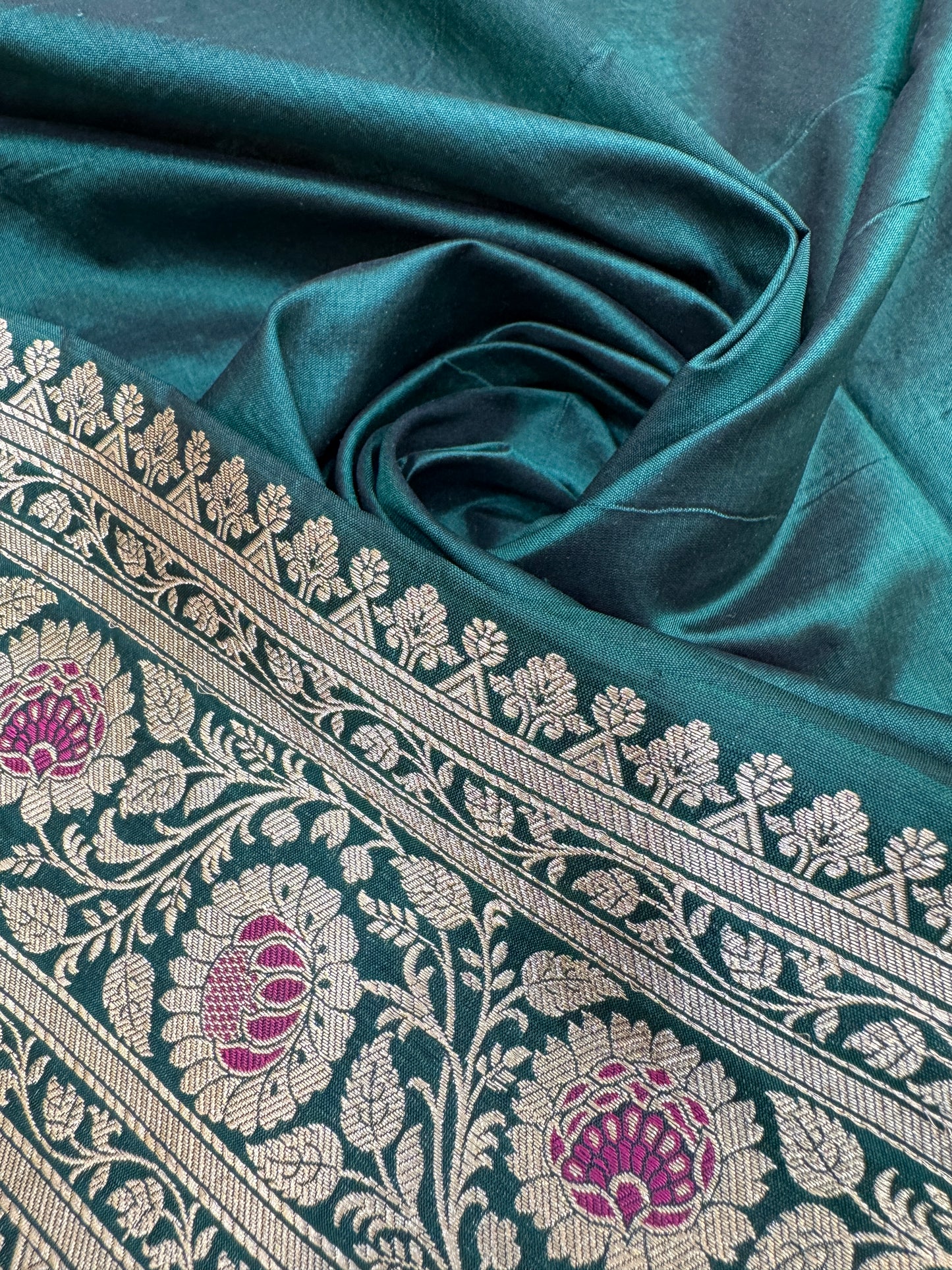 Pure Banarasi Katan Silk Alfi Meena Jaal Saree