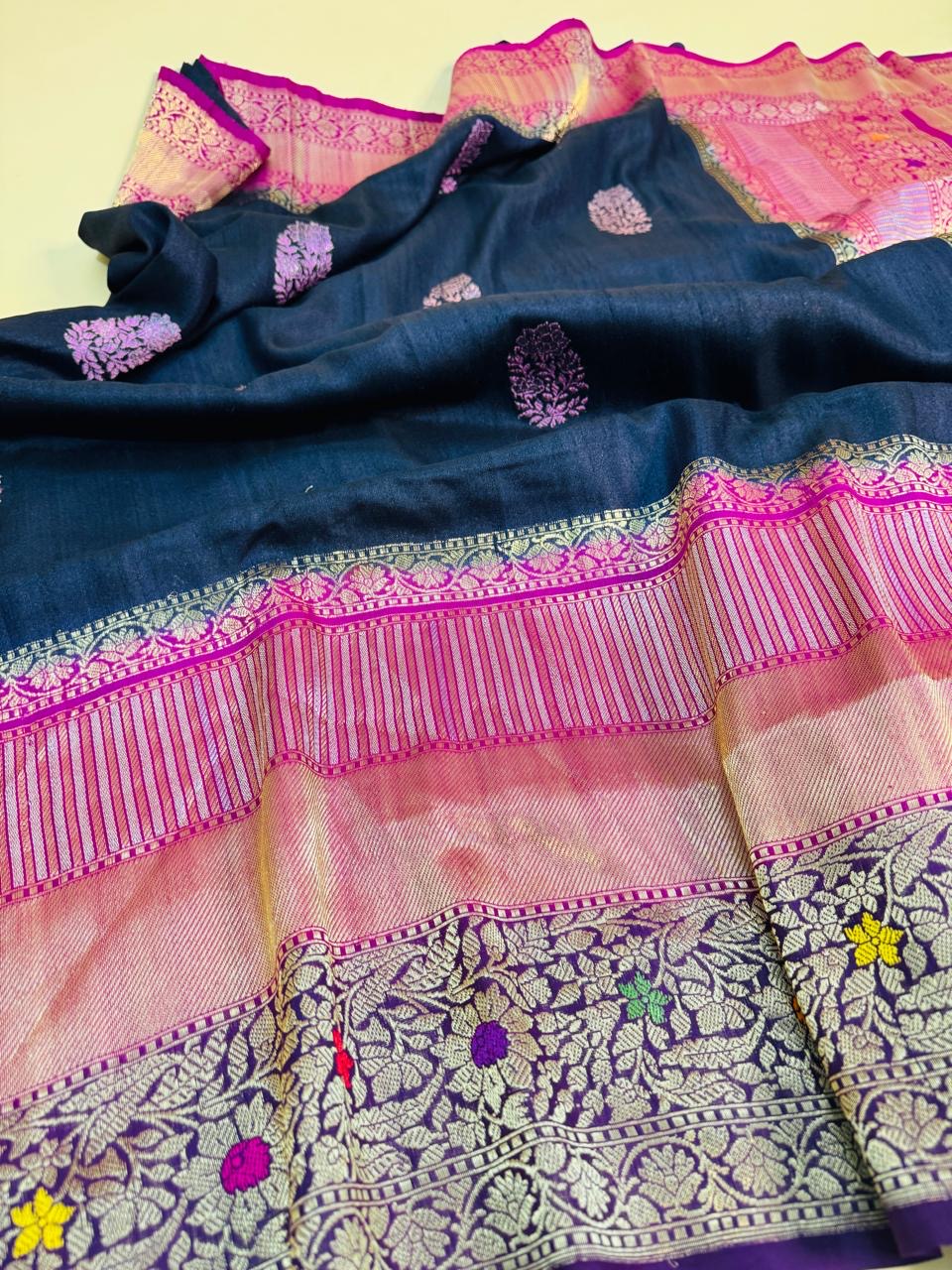 Desi Tasar Silk Skirt Border Saree
