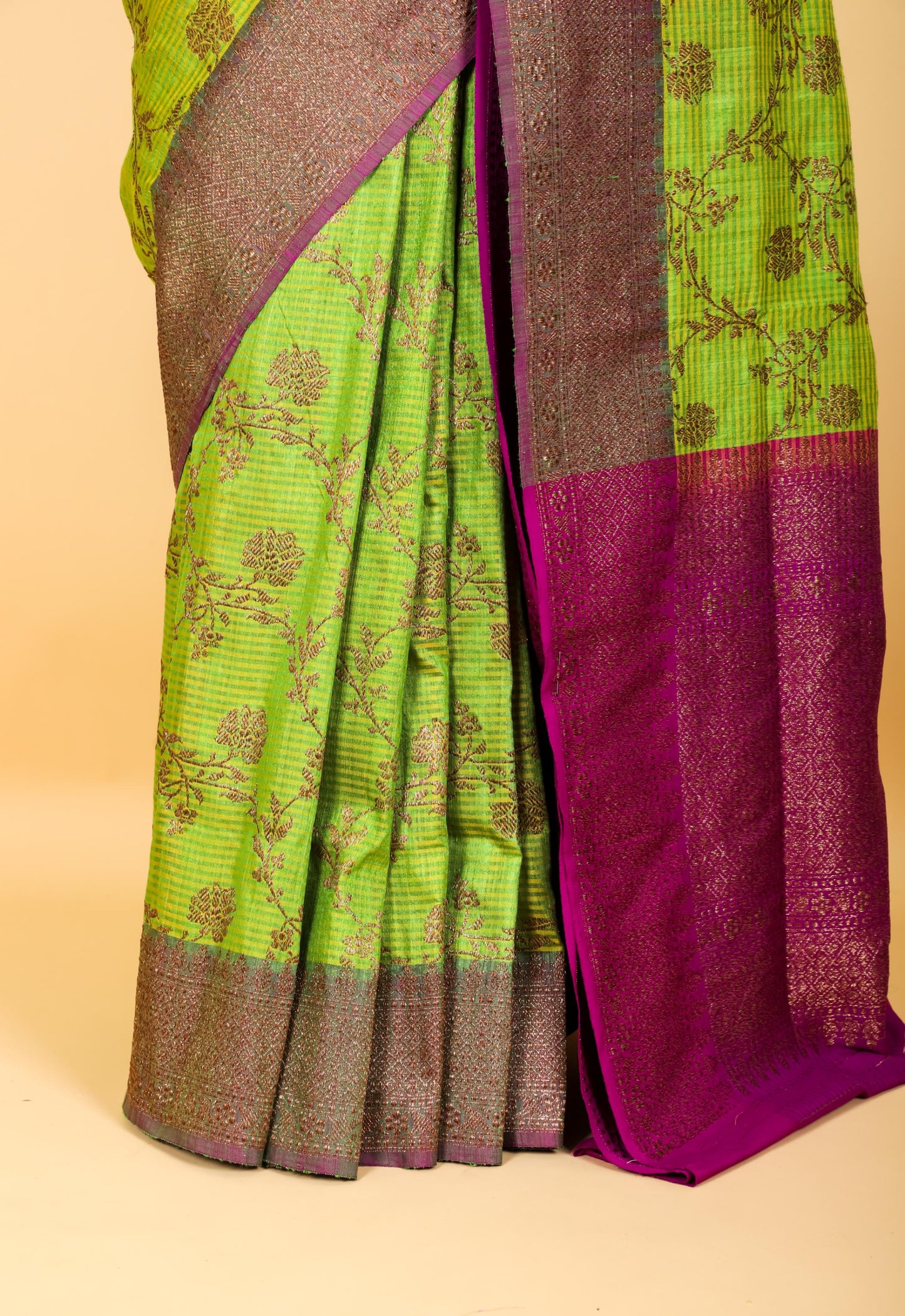 Pure Raw Dupion Silk Kadhwa Jaal Banarasi Saree