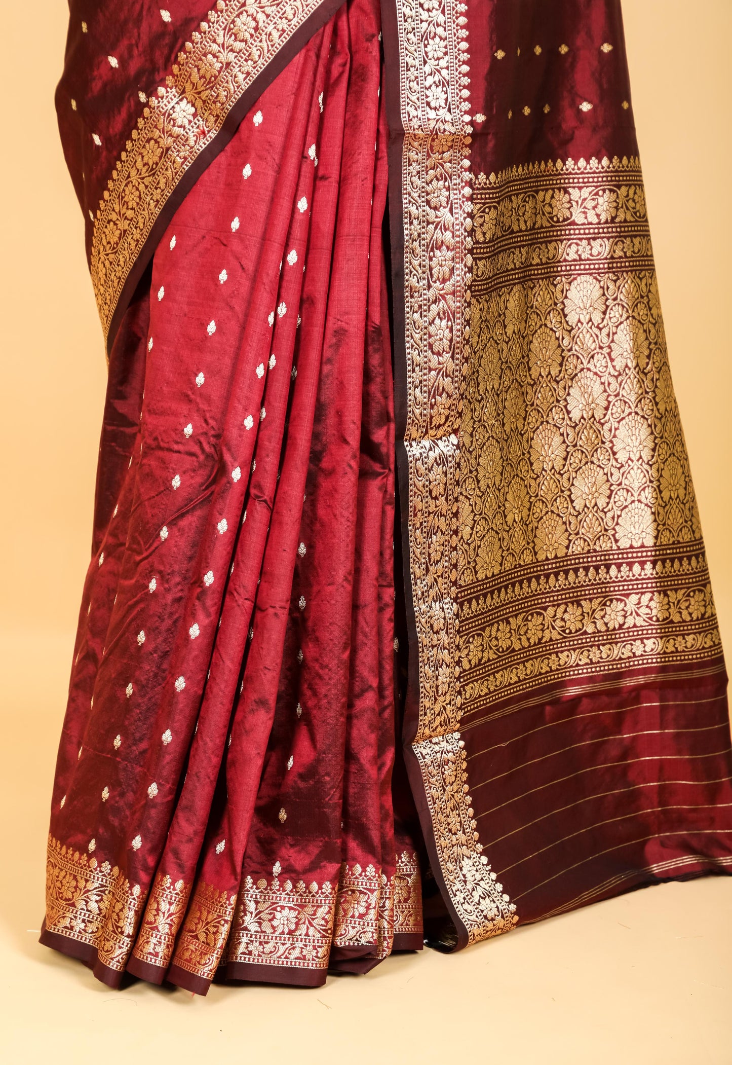 Pure Katan Silk Chunri Buti Banarasi Saree