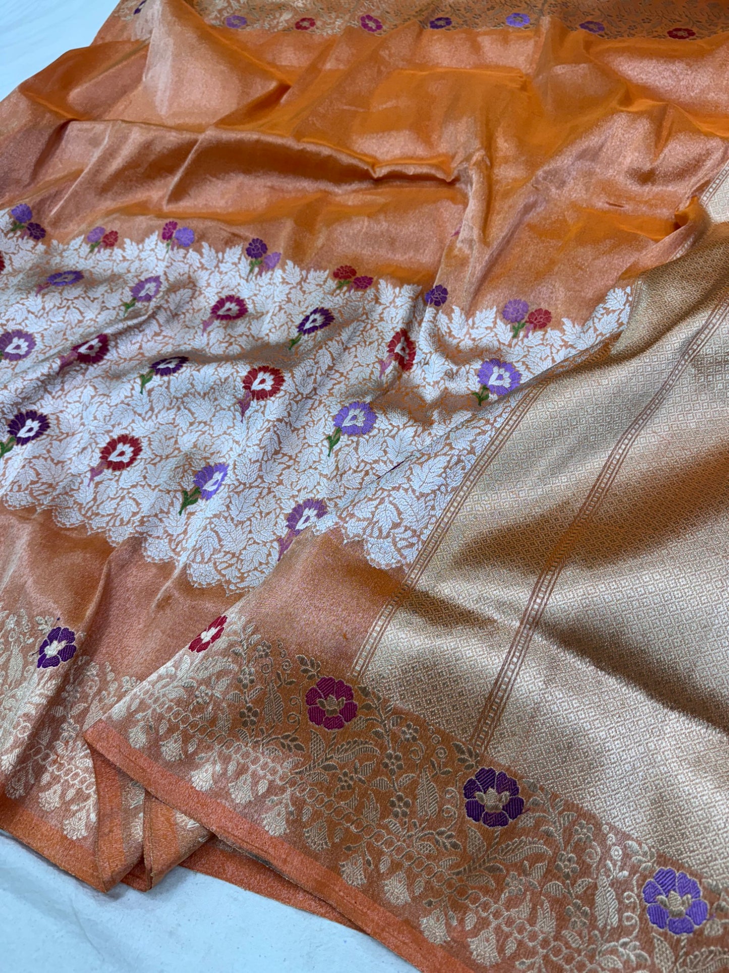 Pure Banarasi Katan Tissue Silk Skirt Saree