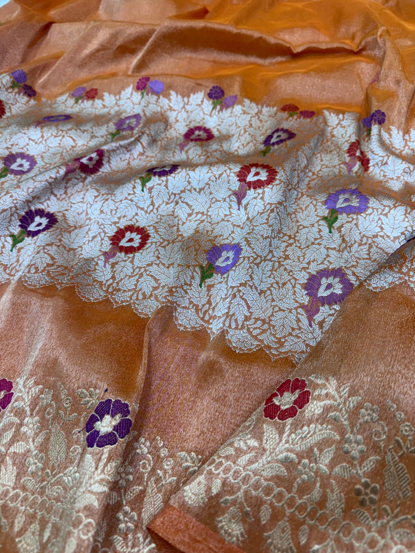 Pure Banarasi Katan Tissue Silk Skirt Saree