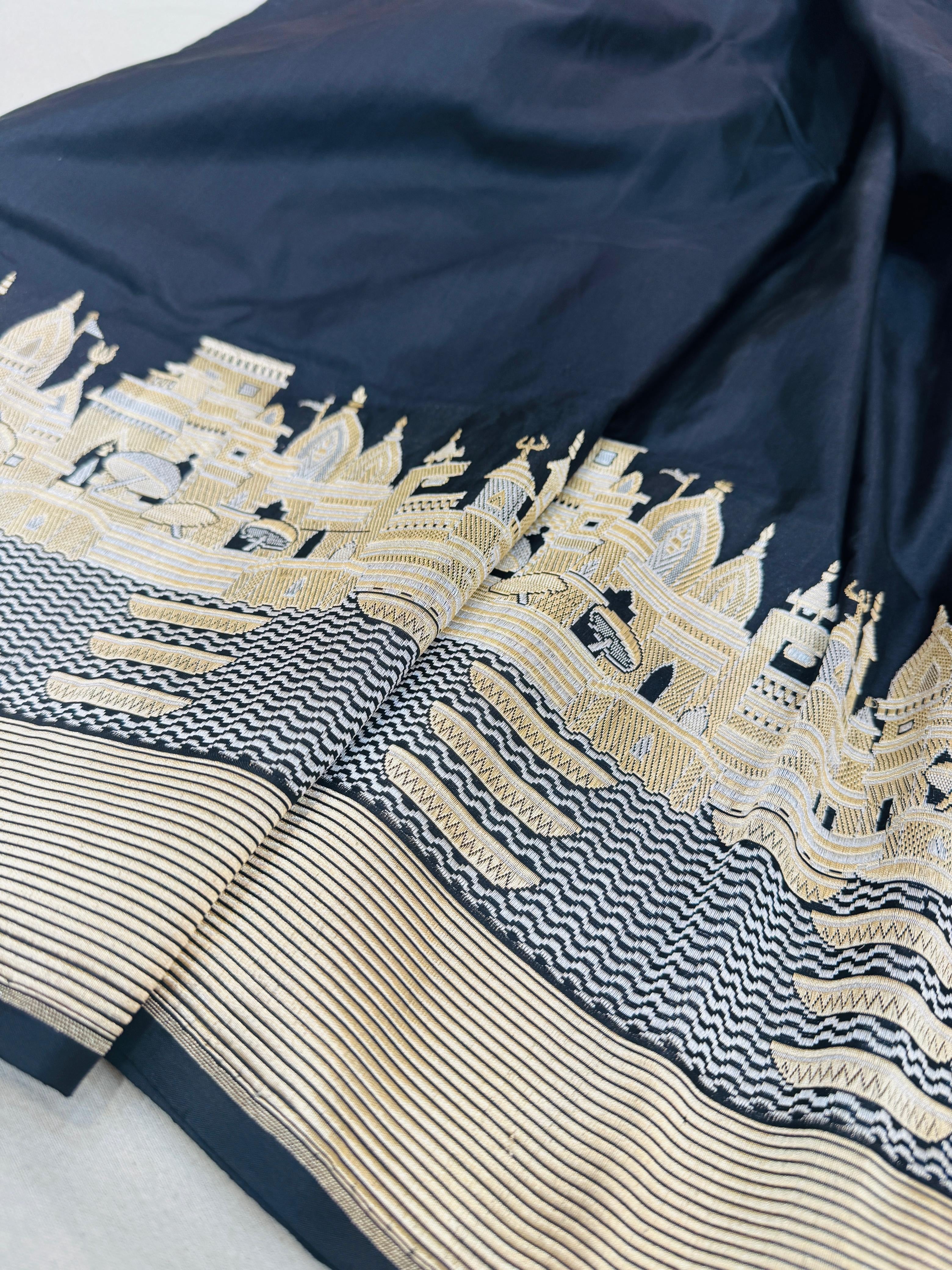 Pure Banarasi Katan Silk Plain Ghat Saree