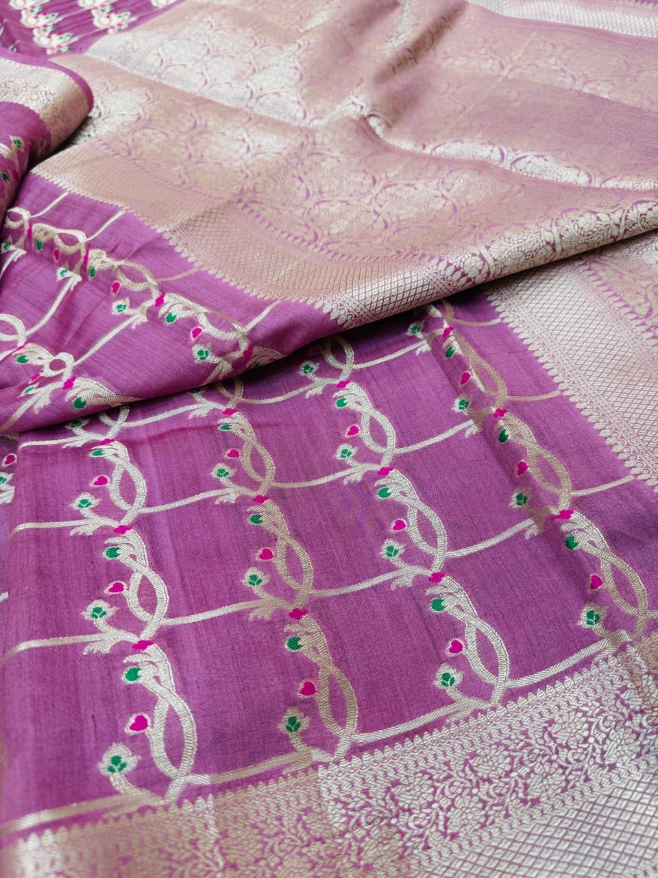 Pure Banarasi Chiniya Jaal Saree
