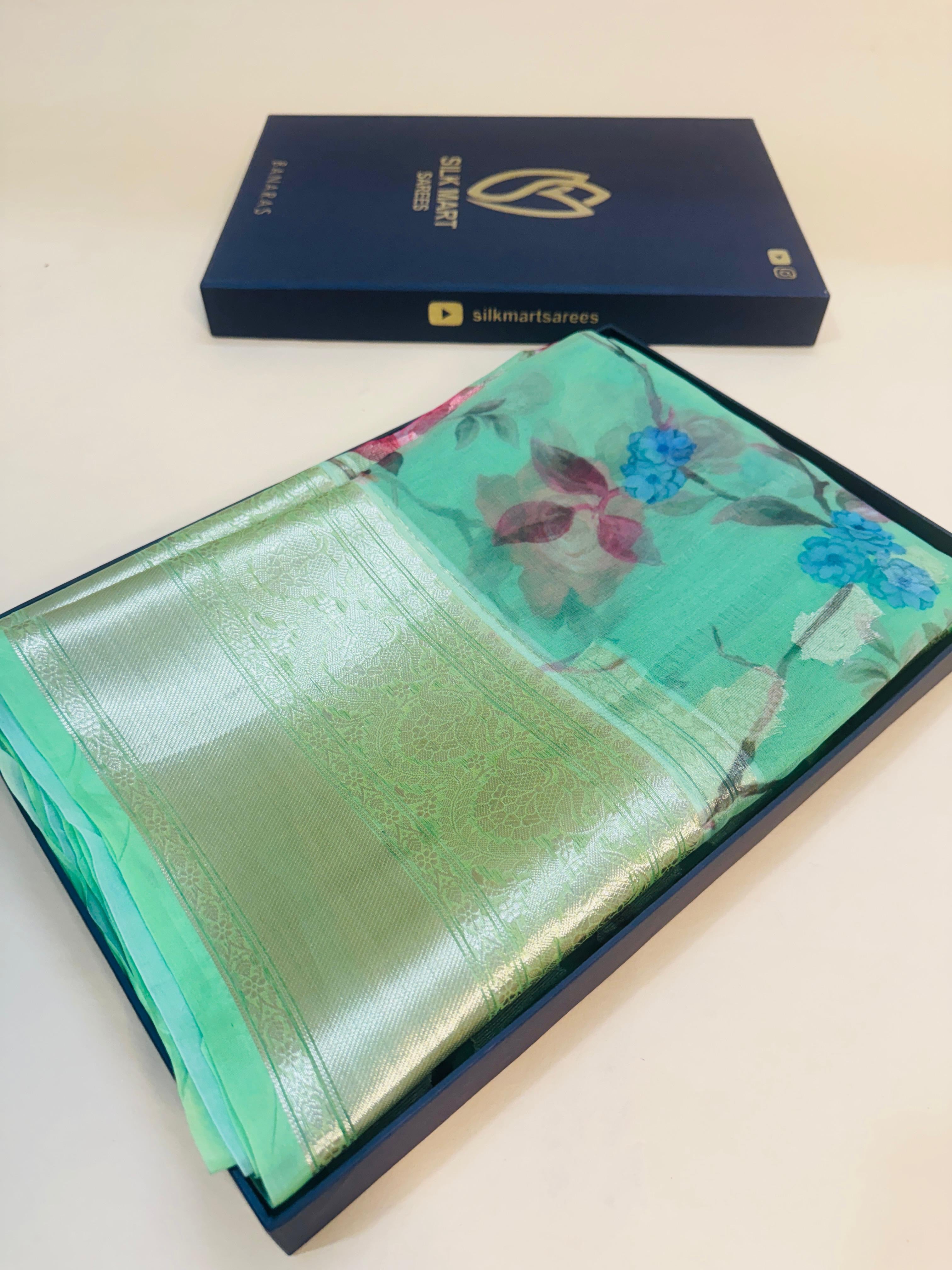 Art Silk Kora Digital Print Saree