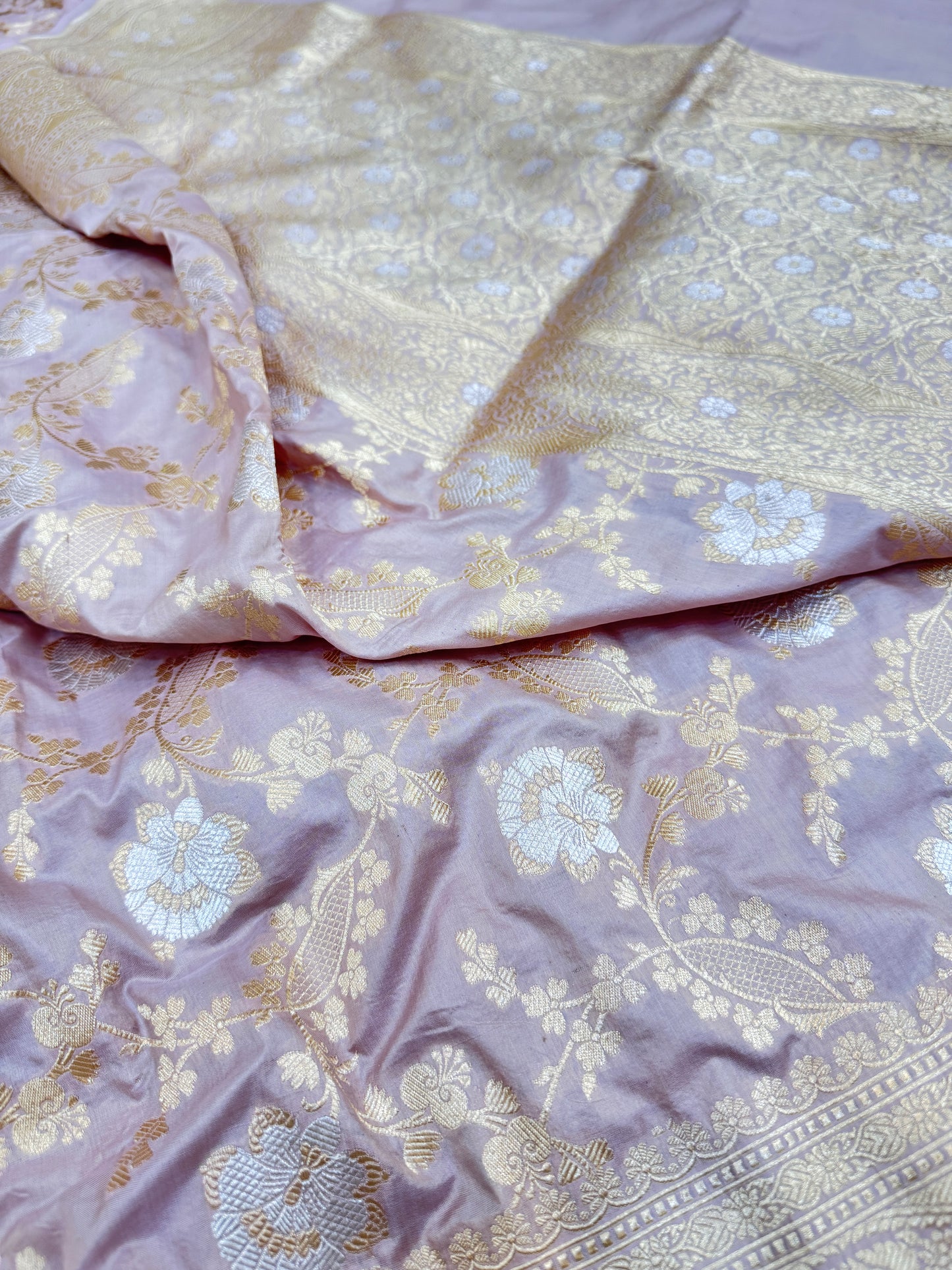 Pure Banarasi Katan Silk Sona Mina Jaal Saree
