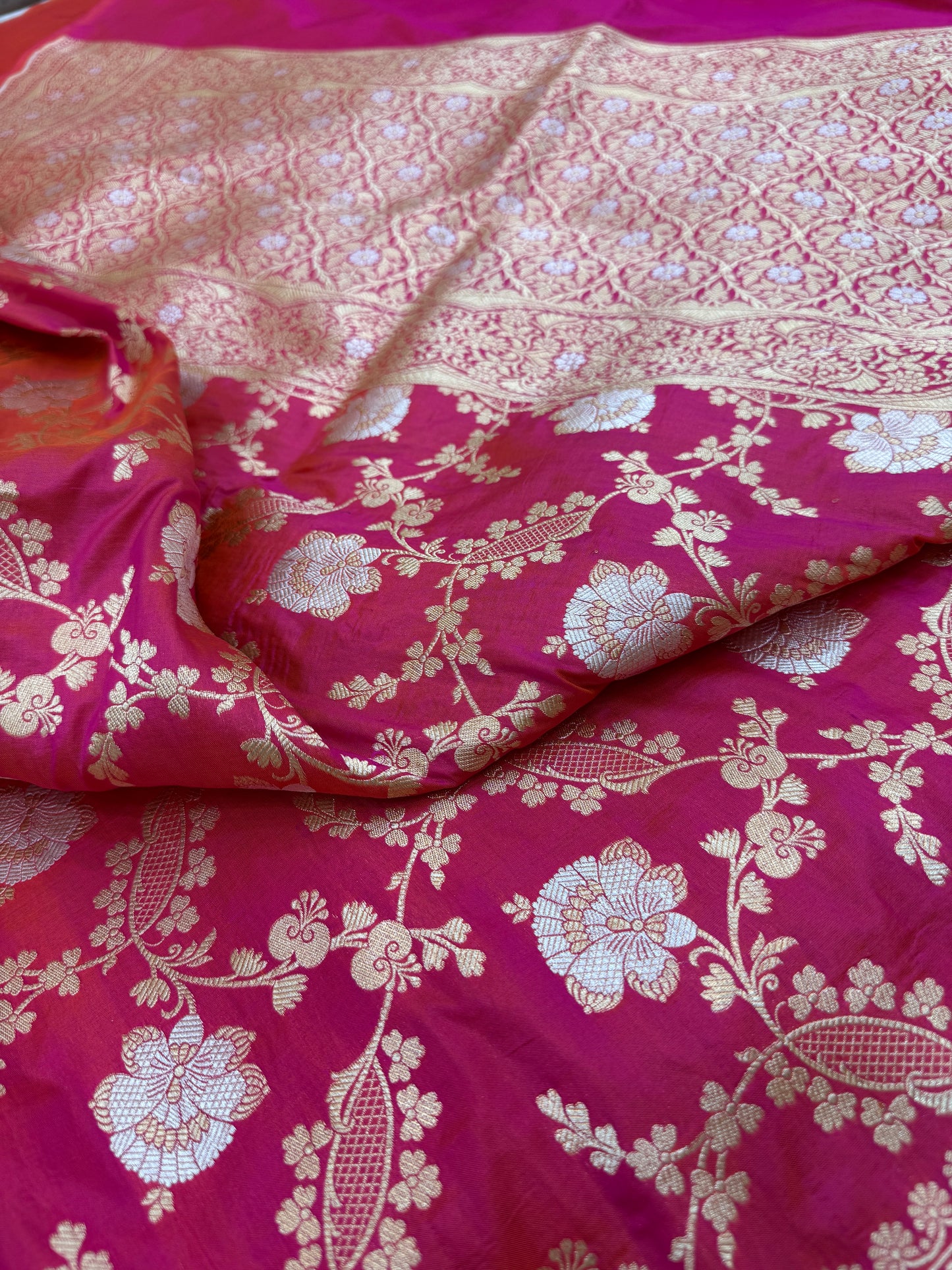 Pure Banarasi Katan Silk Sona Mina Jaal Saree